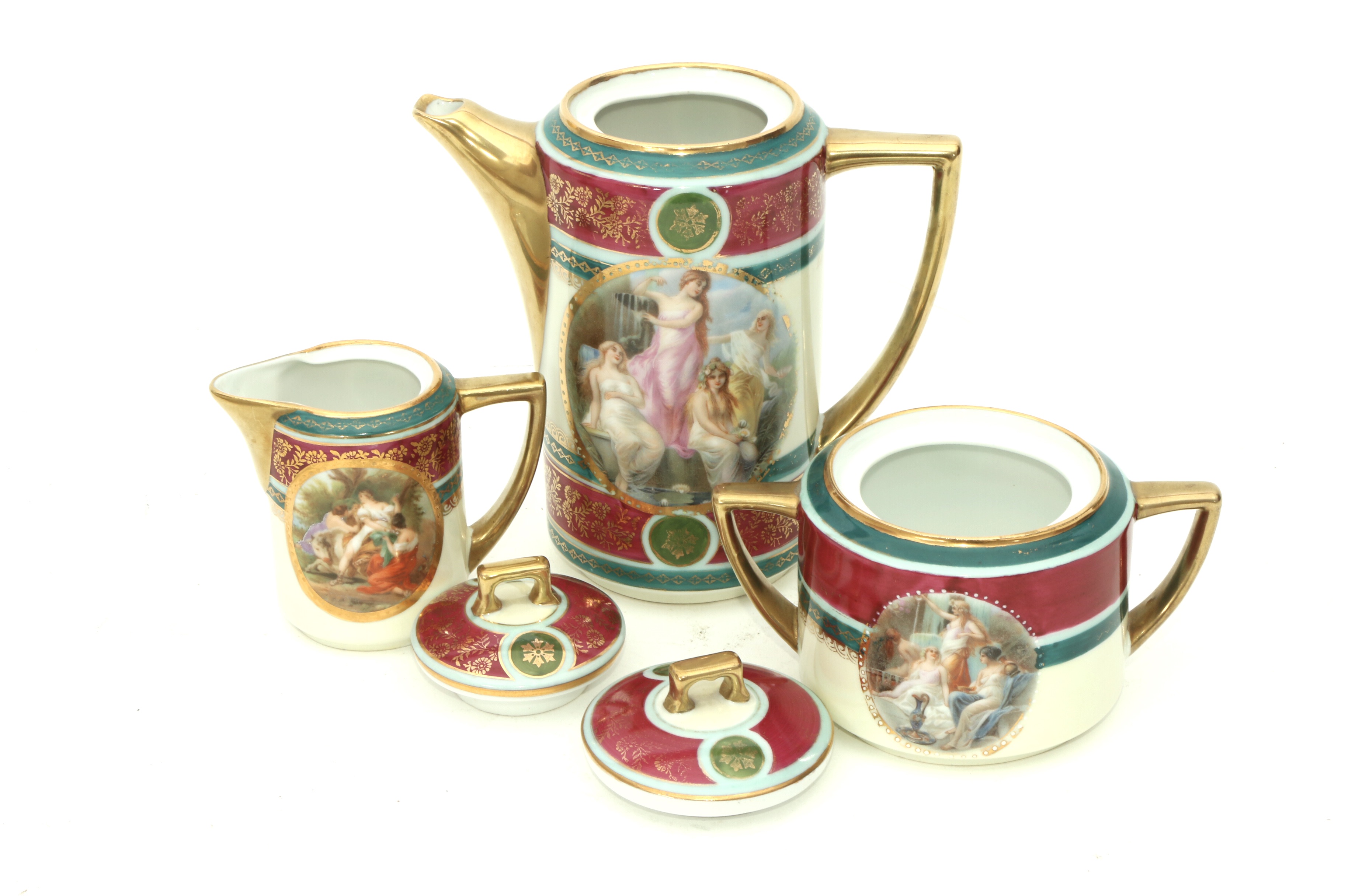 Pirkenhammer Royal Vienna Style Coffee Service, Early 20th Century