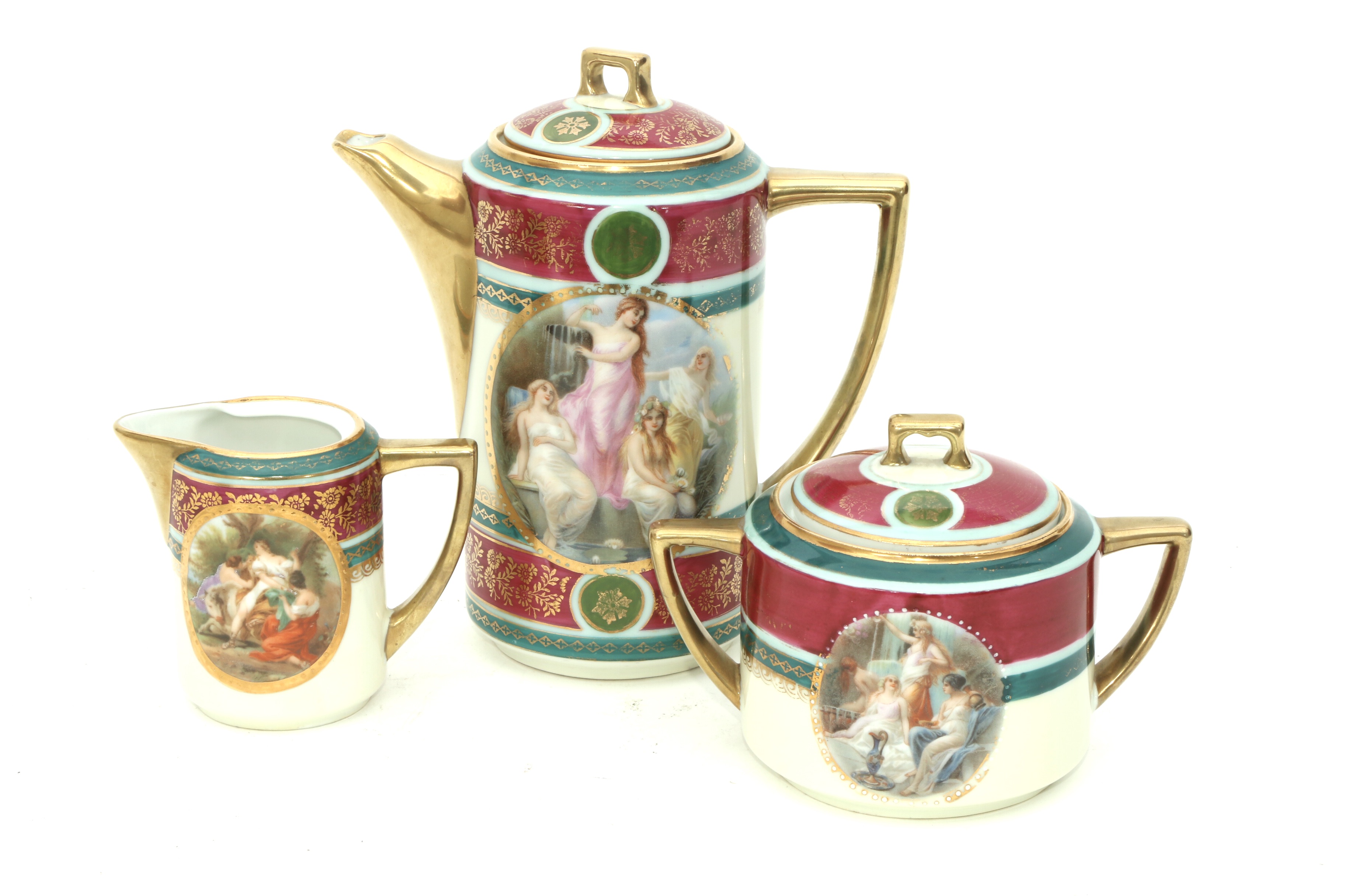 Pirkenhammer Royal Vienna Style Coffee Service, Early 20th Century