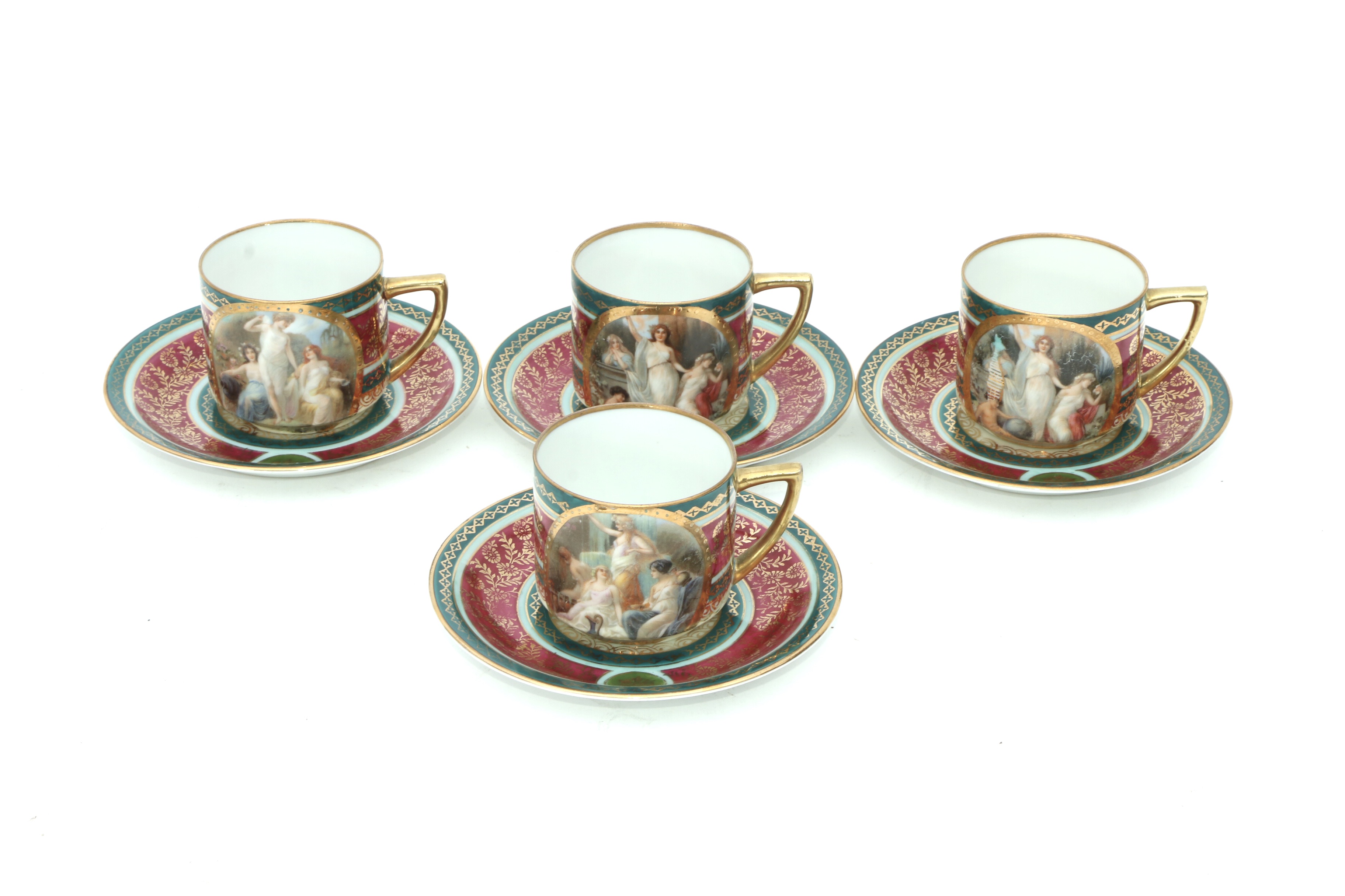 Pirkenhammer Royal Vienna Style Coffee Service, Early 20th Century