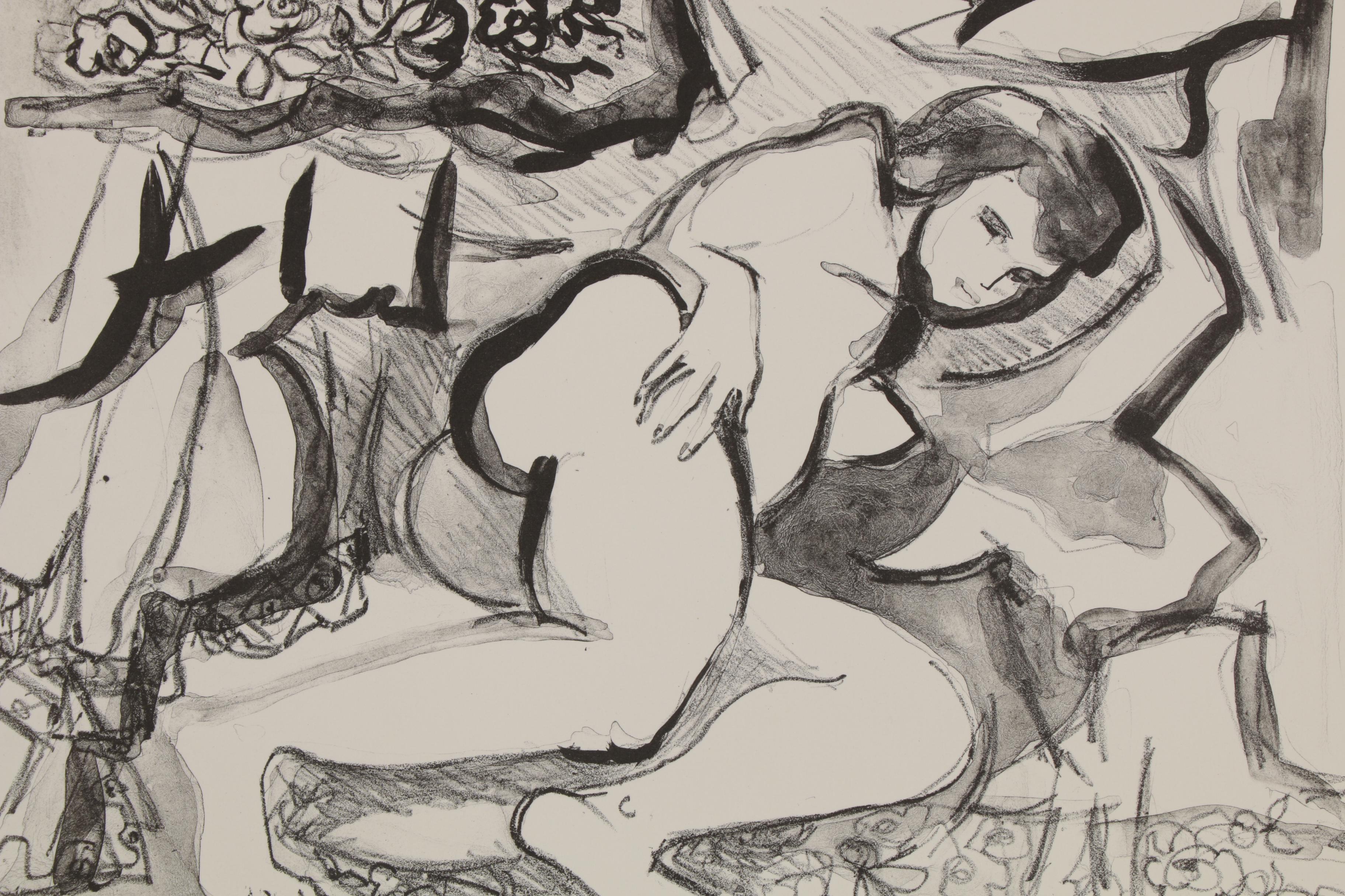 Yolanda Fusco Figurative Lithograph "Reclining Nude", Mid to Late 20th Century