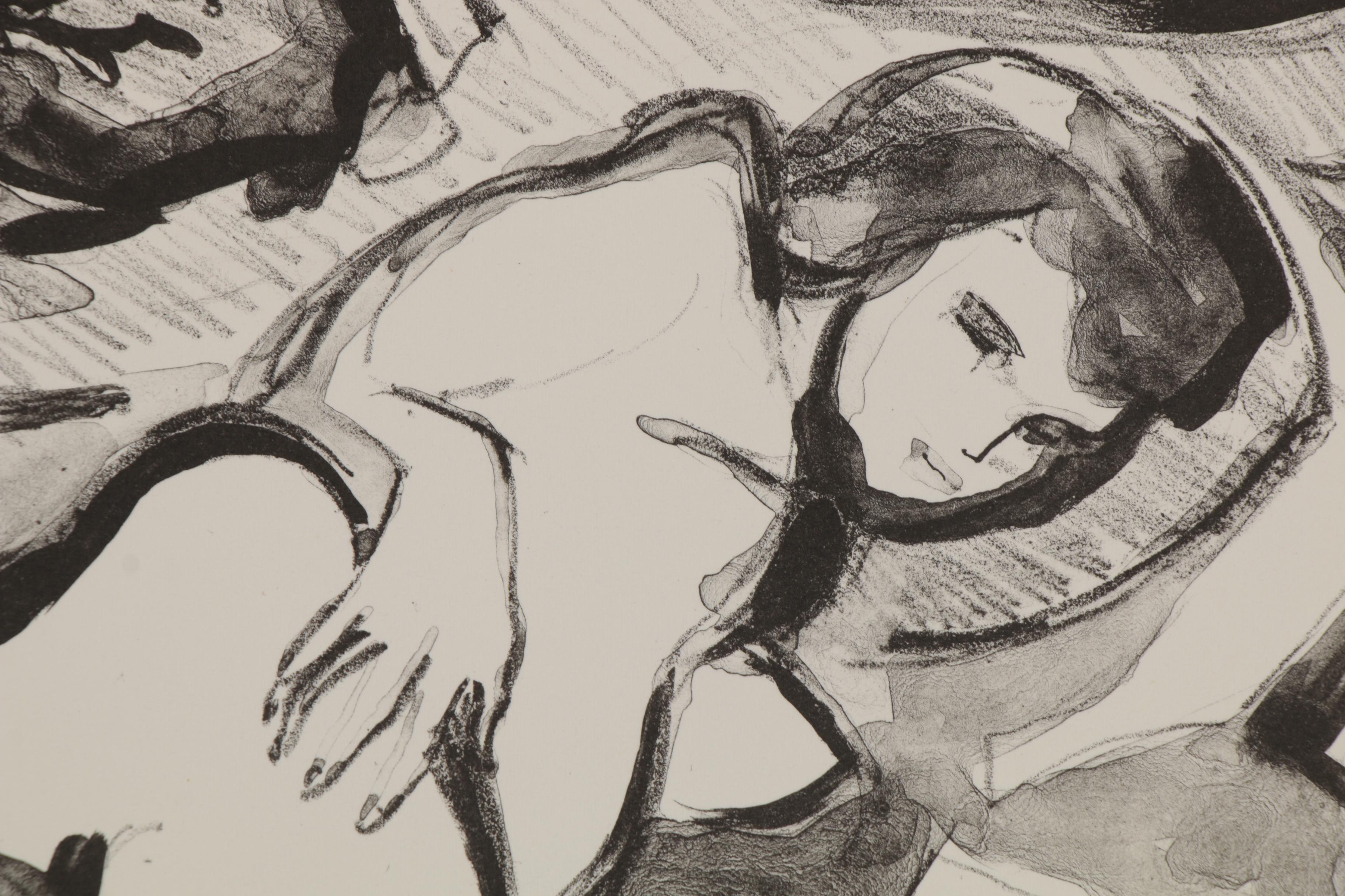 Yolanda Fusco Figurative Lithograph "Reclining Nude", Mid to Late 20th Century