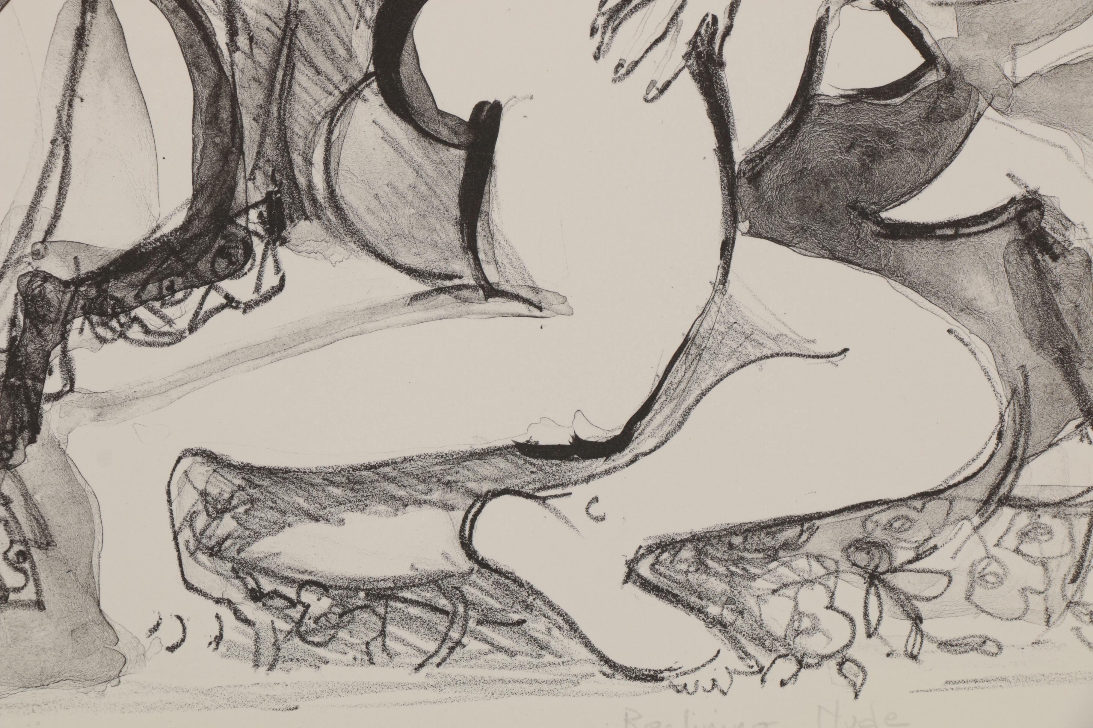 Yolanda Fusco Figurative Lithograph "Reclining Nude", Mid to Late 20th Century