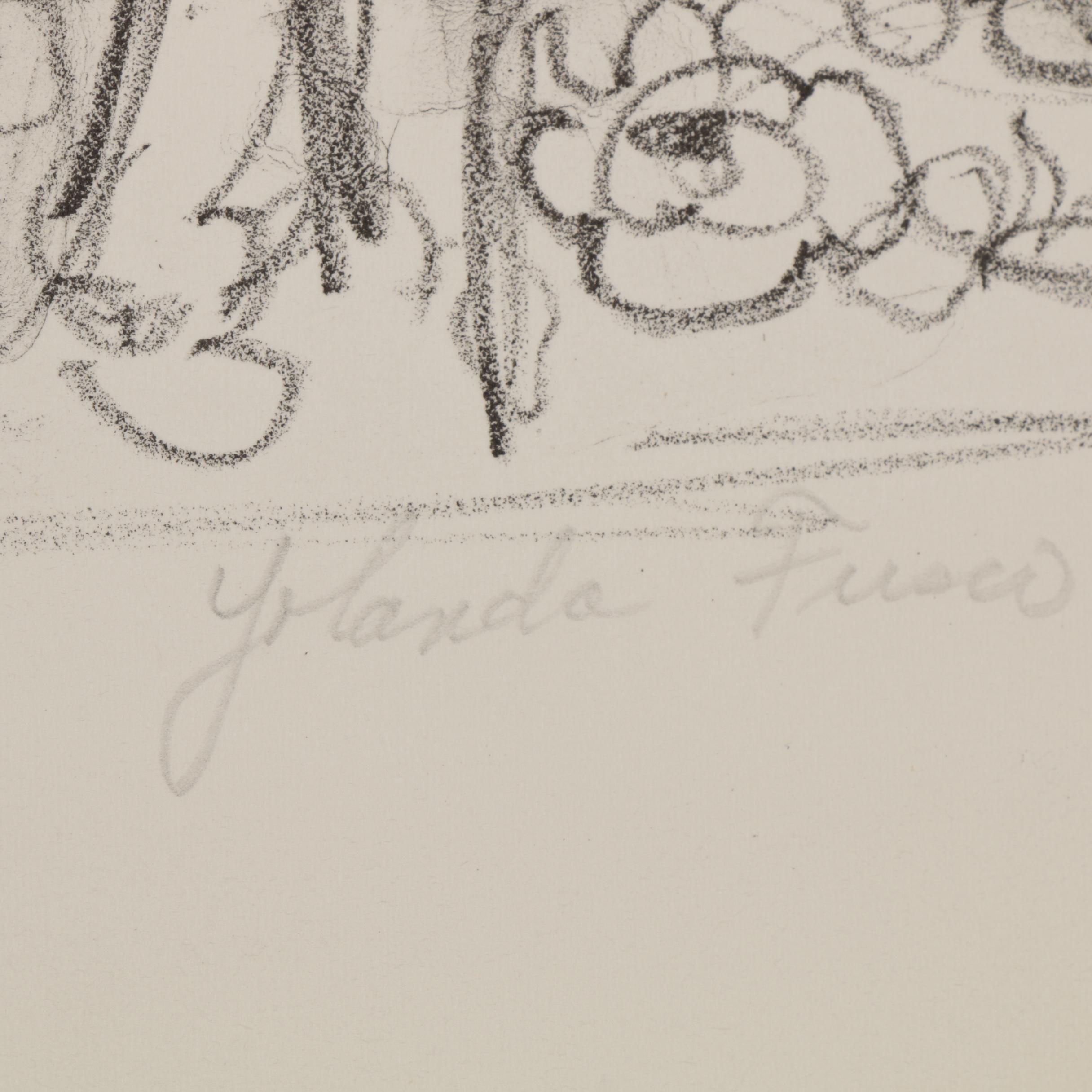 Yolanda Fusco Figurative Lithograph "Reclining Nude", Mid to Late 20th Century