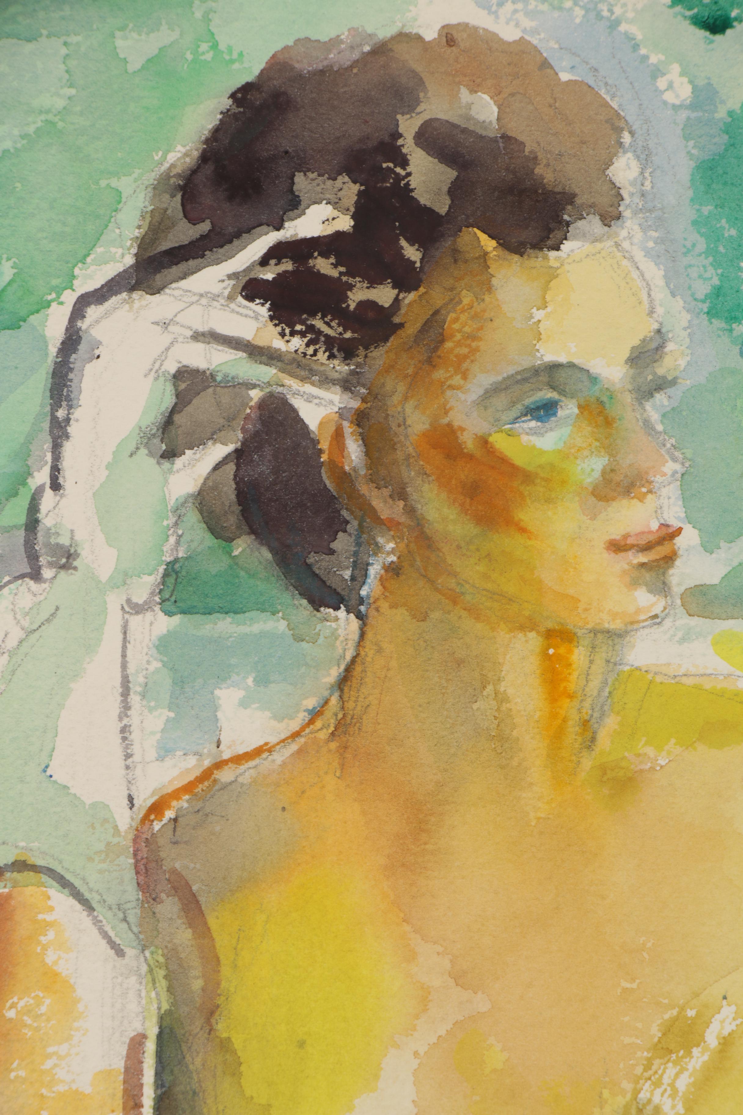 Yolanda Fusco Watercolor Figure Painting of Female Nude