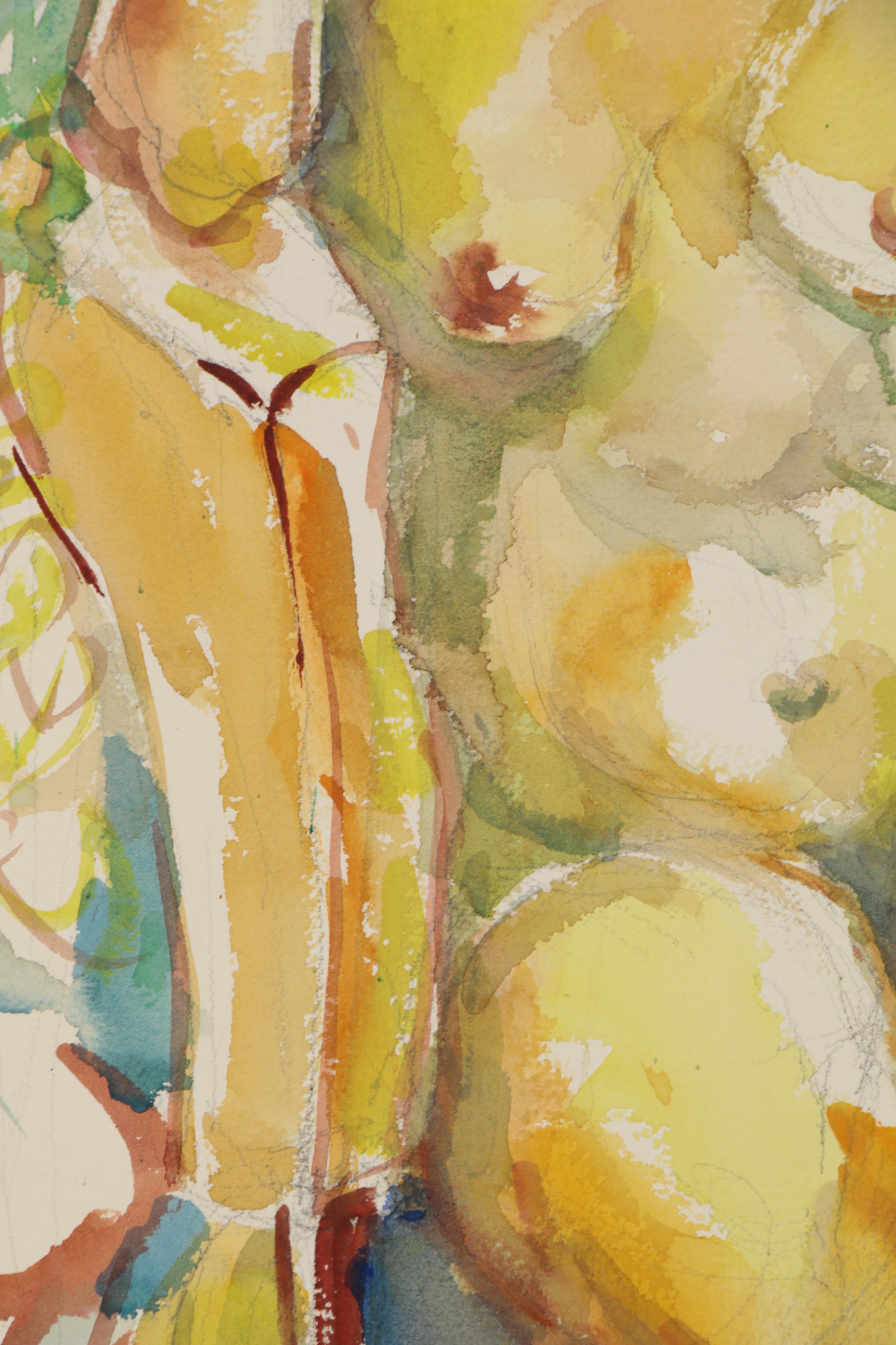 Yolanda Fusco Watercolor Figure Painting of Female Nude