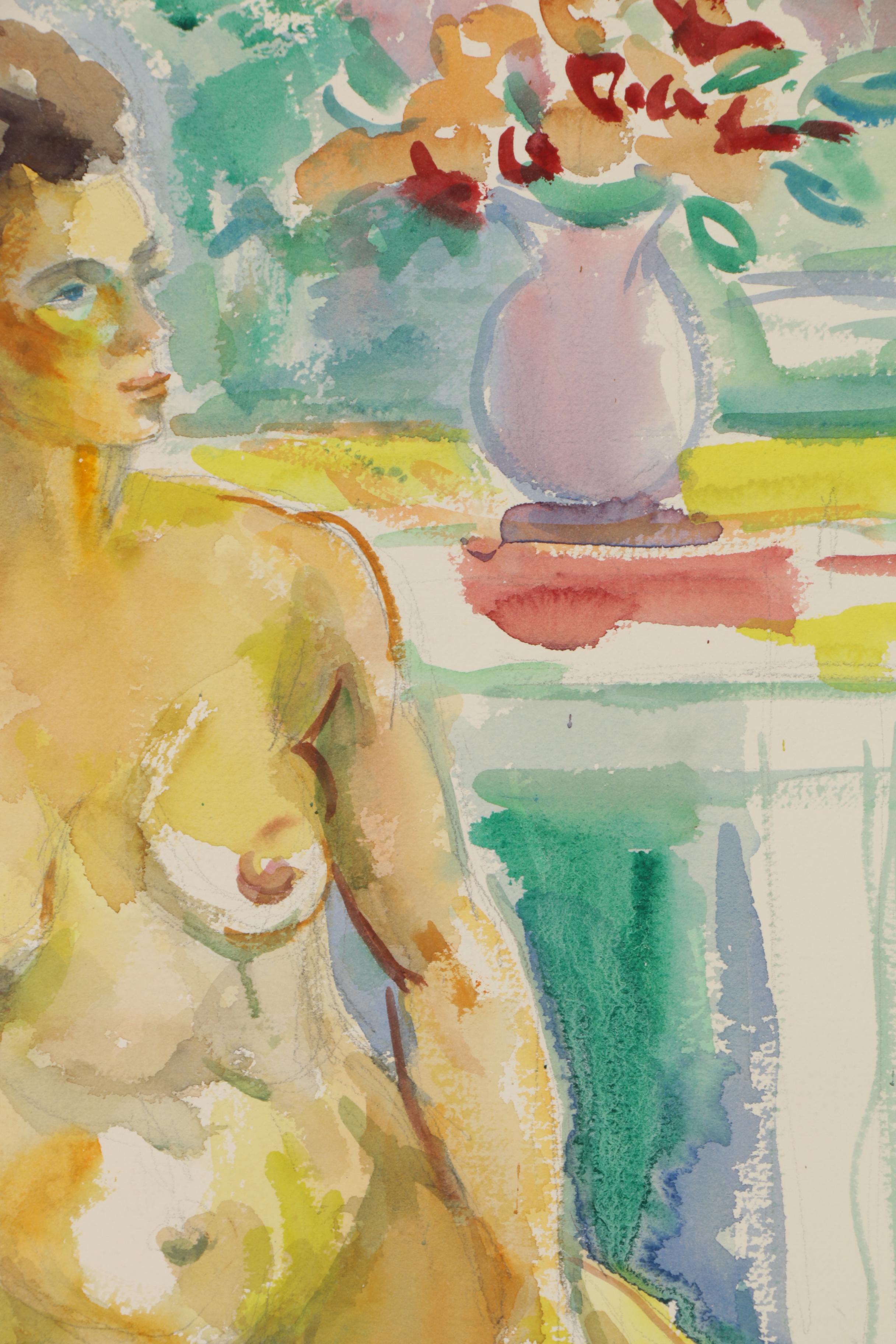 Yolanda Fusco Watercolor Figure Painting of Female Nude