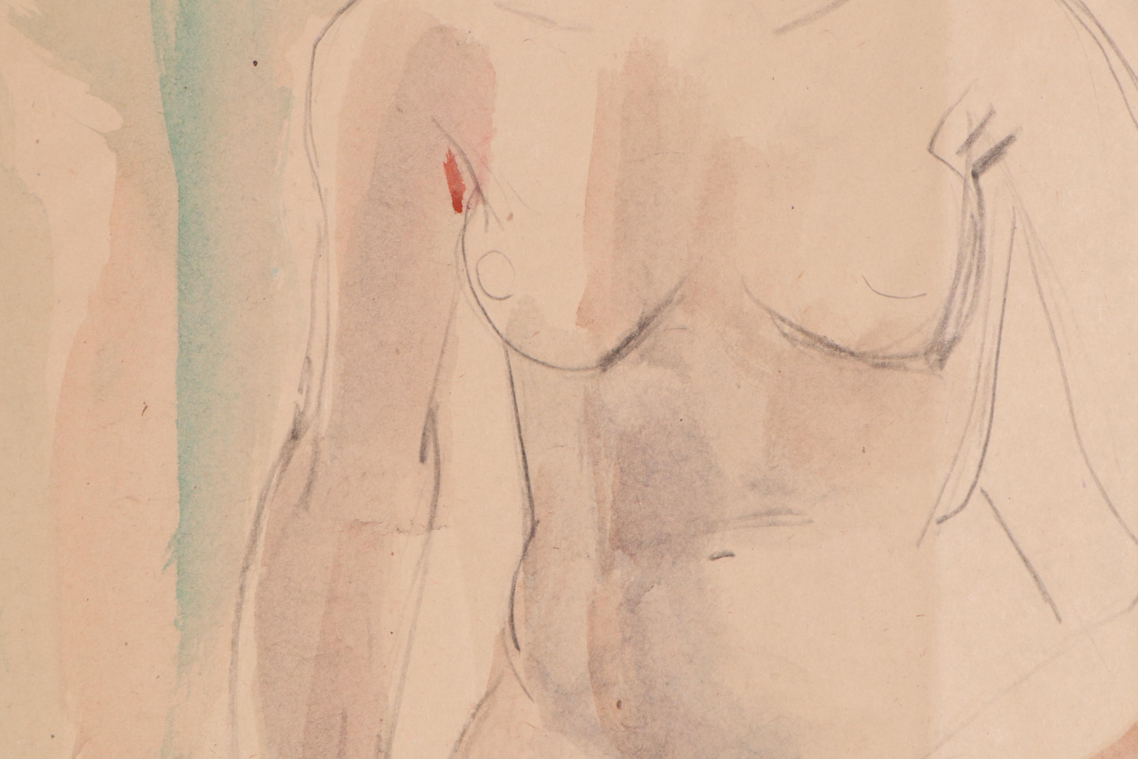 Yolanda Fusco Watercolor Figure Paintings, Mid to Late 20th Century