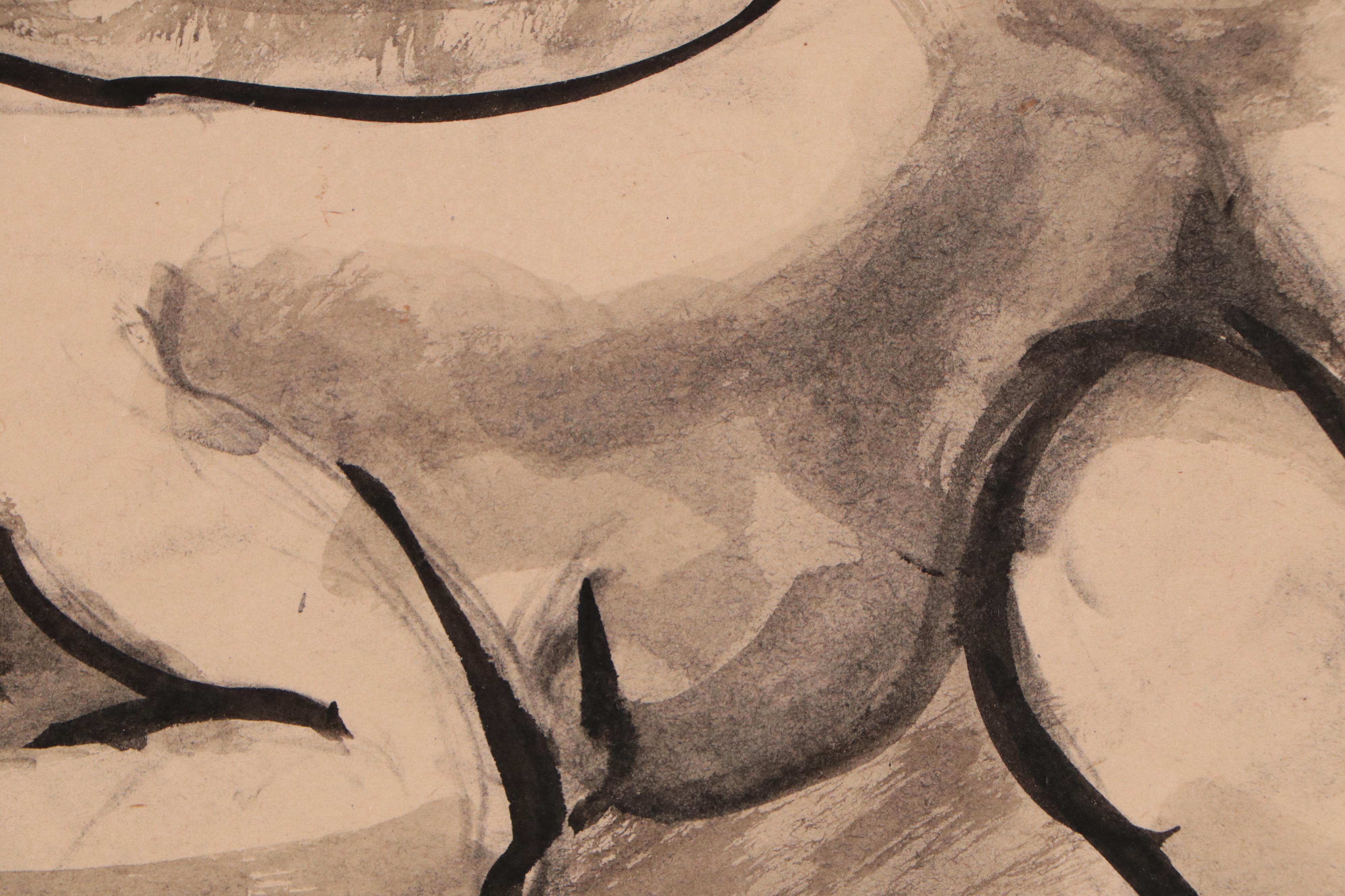 Yolanda Fusco Watercolor Figure Paintings, Mid to Late 20th Century