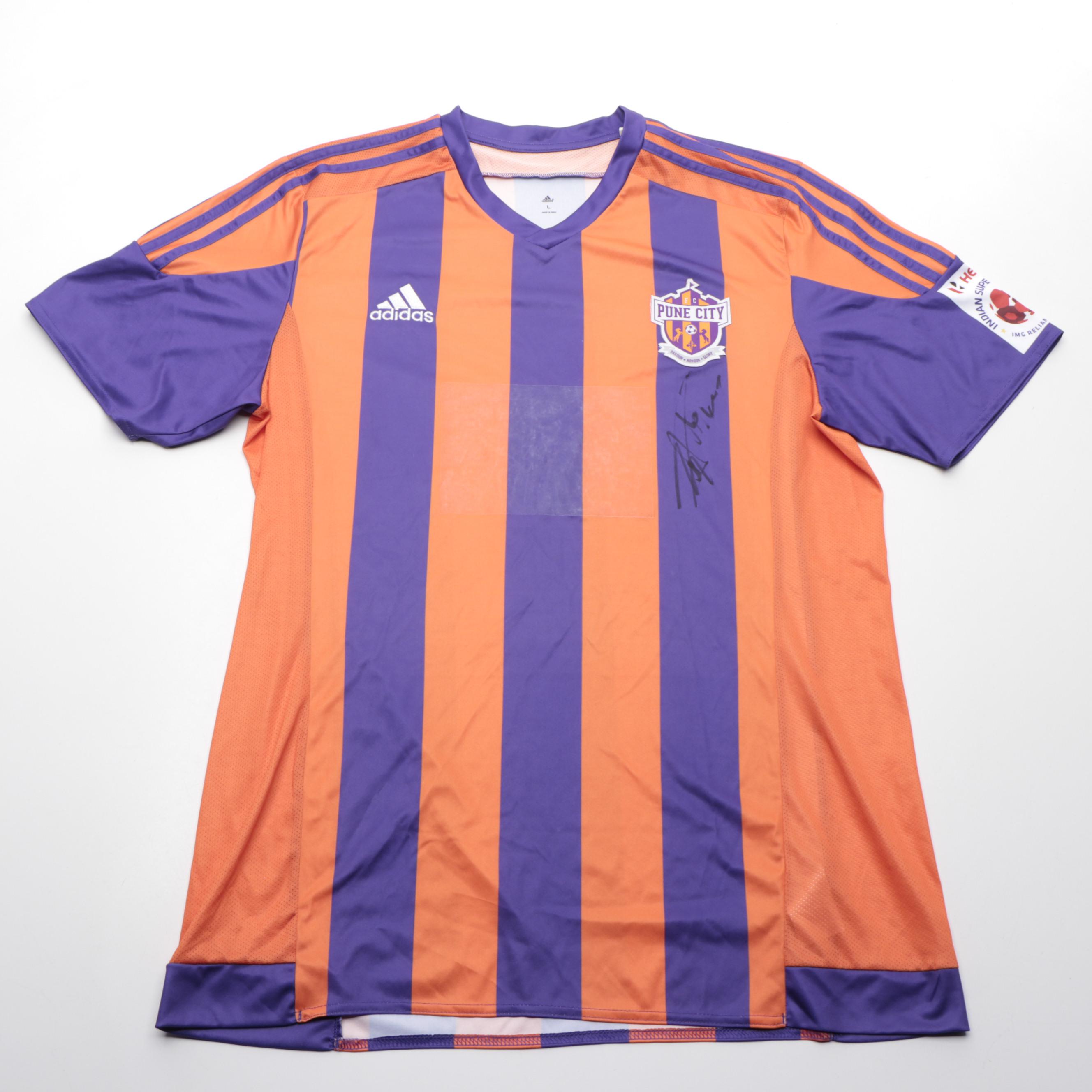 Indian Soccer Super League Signed Adidas Ball, FC Pune City, and Other Jerseys