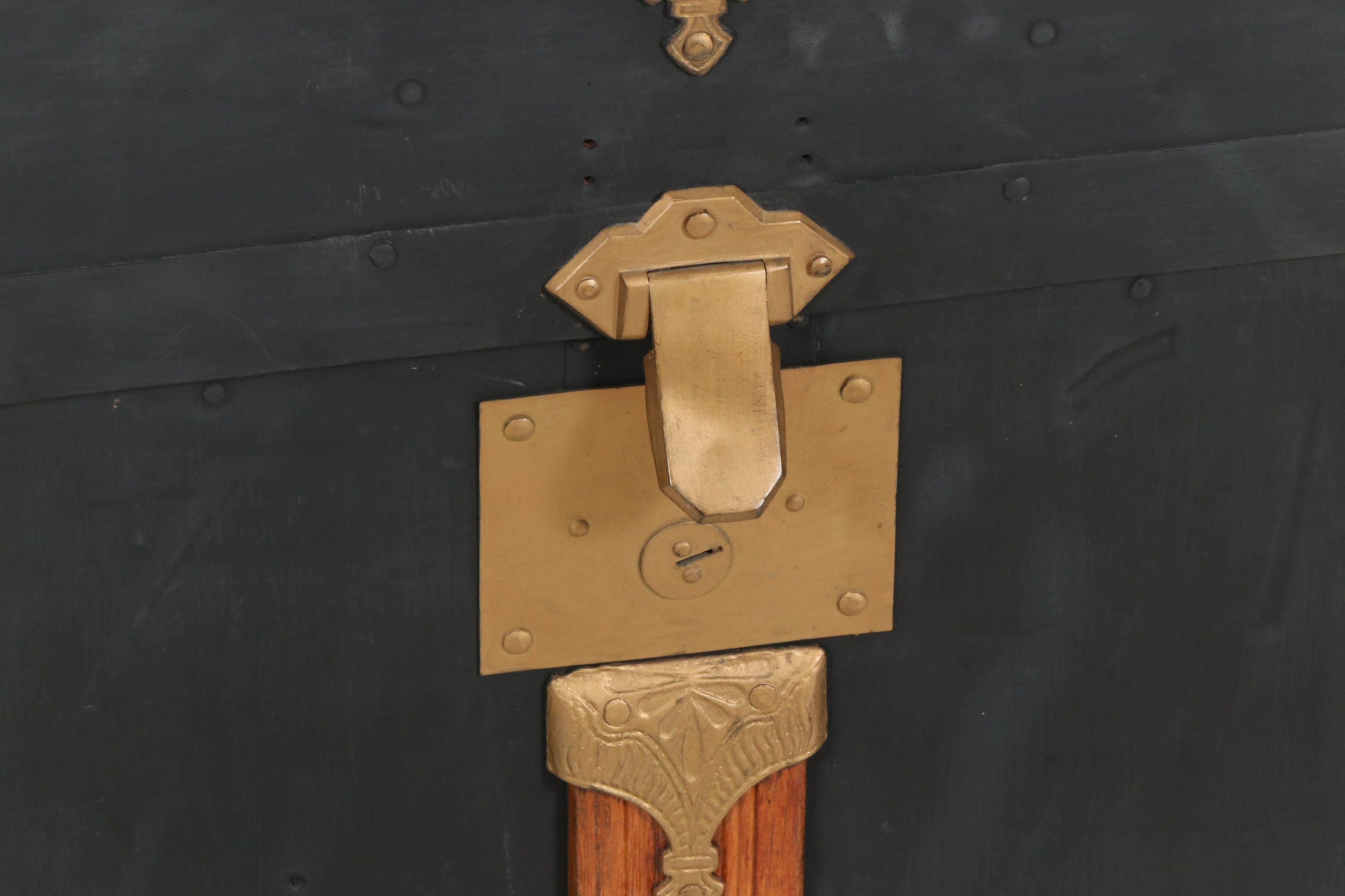 Wood Framed Metal Steamer Trunk, Early 20th Century