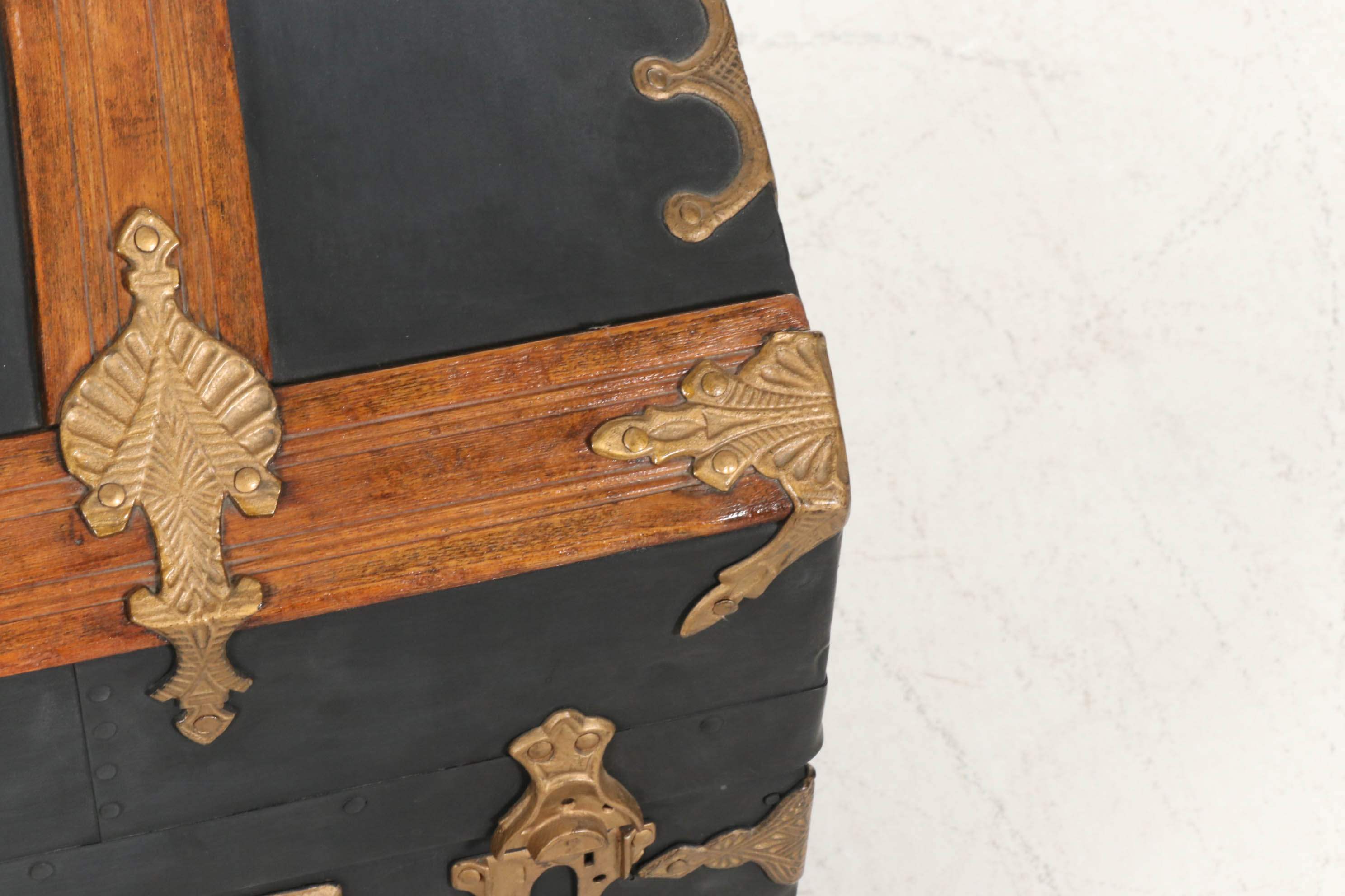 Wood Framed Metal Steamer Trunk, Early 20th Century