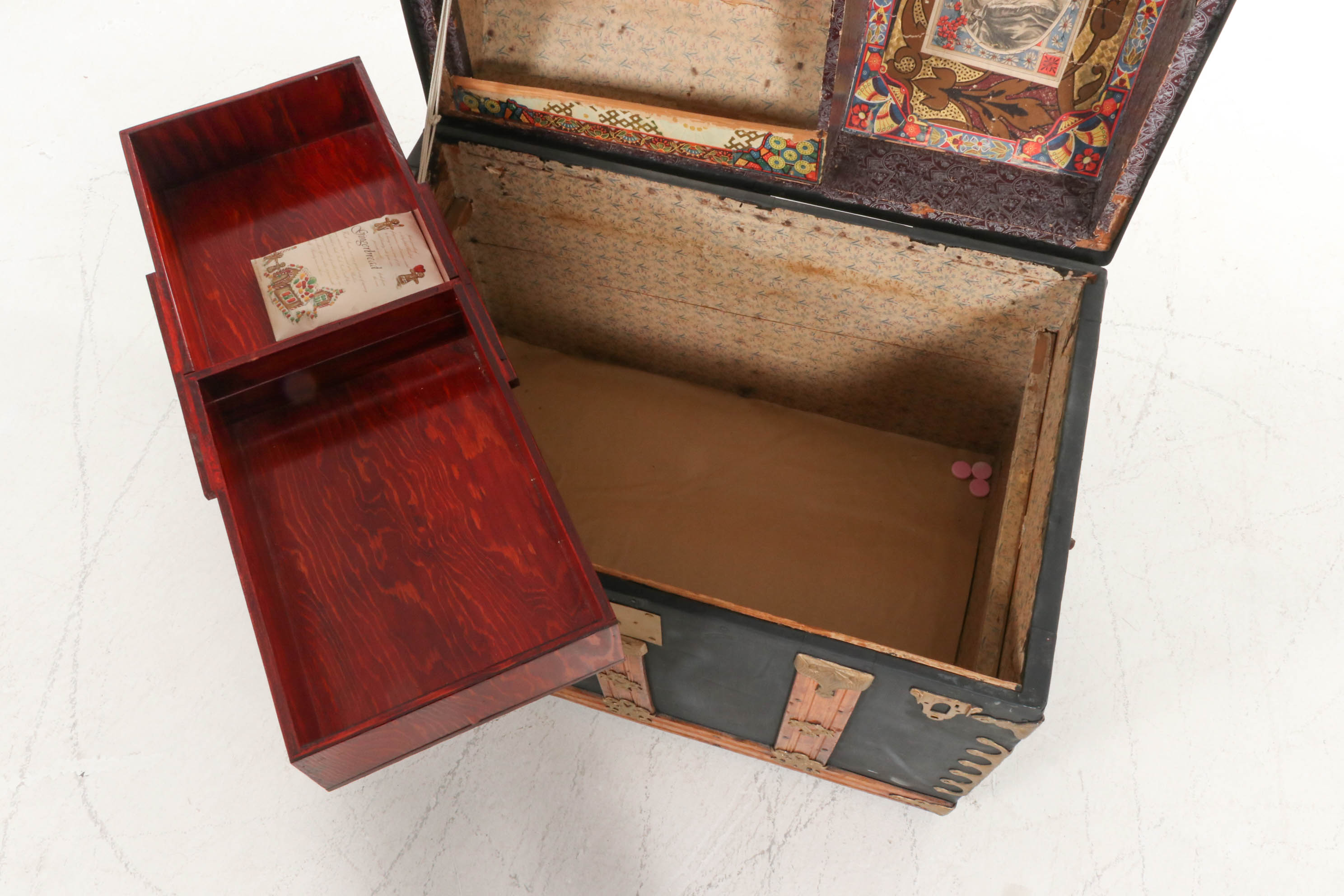 Wood Framed Metal Steamer Trunk, Early 20th Century