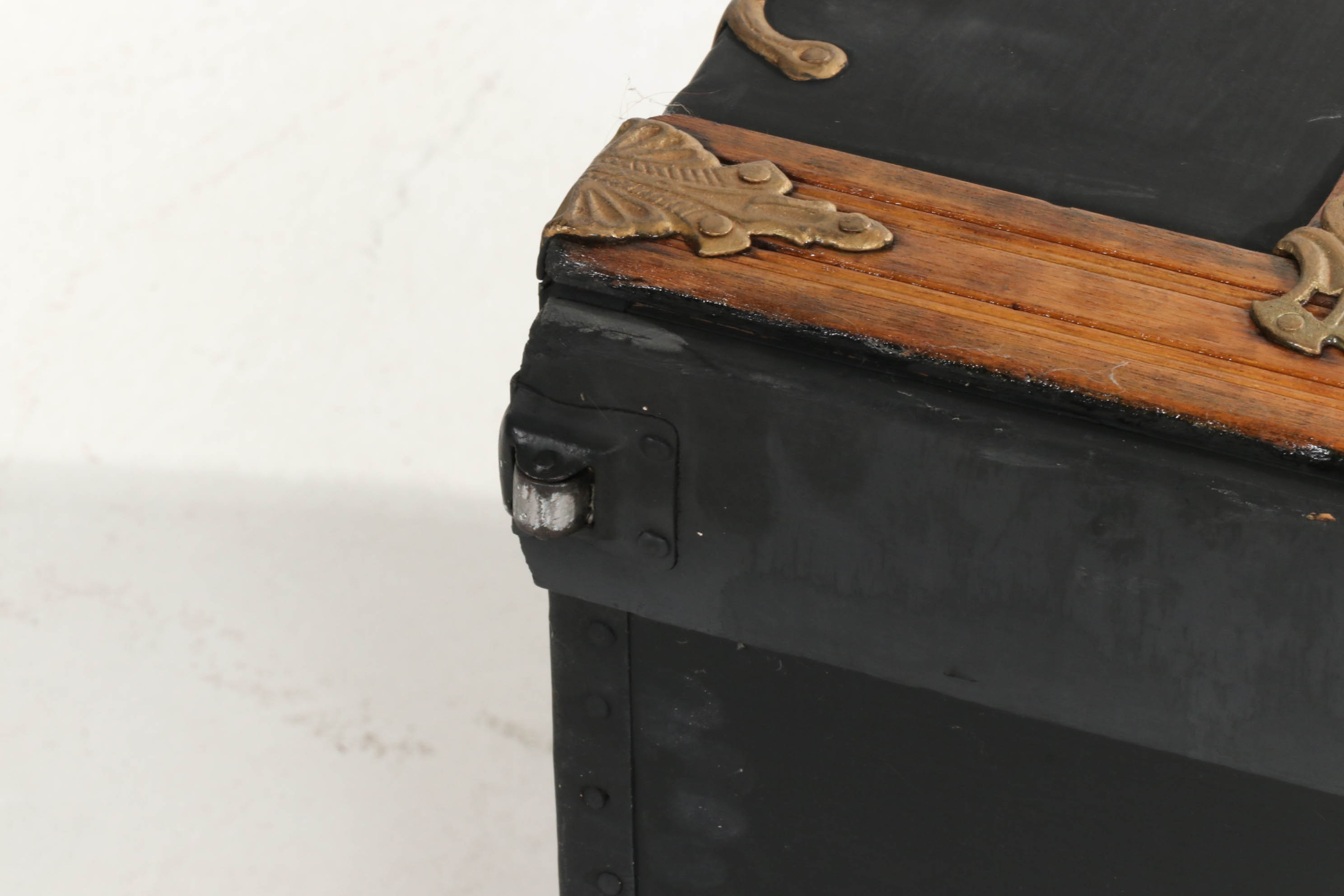 Wood Framed Metal Steamer Trunk, Early 20th Century