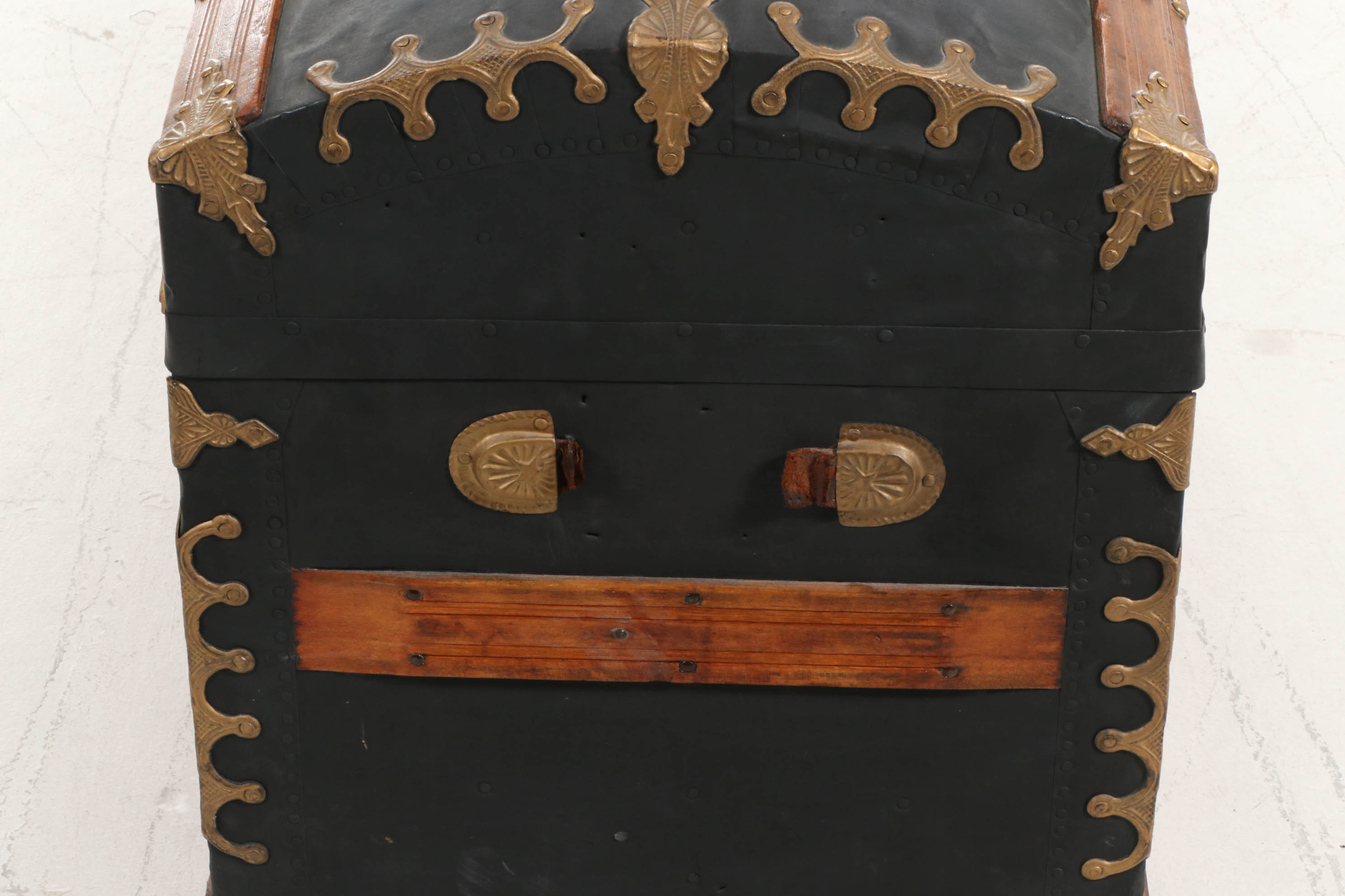 Wood Framed Metal Steamer Trunk, Early 20th Century