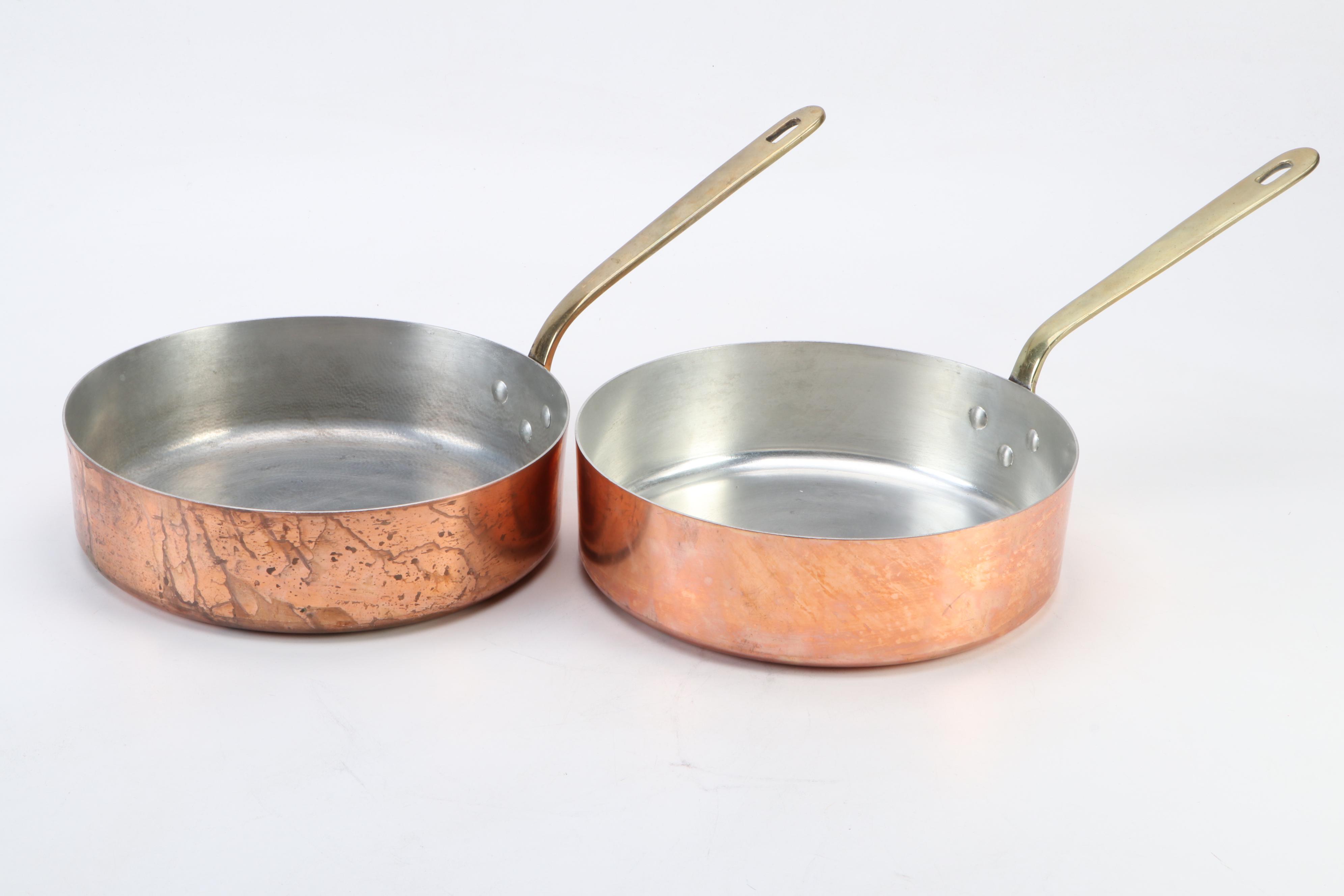 Lamalle French Copper and Brass Handled Cookware, Mid to Late 20th Century