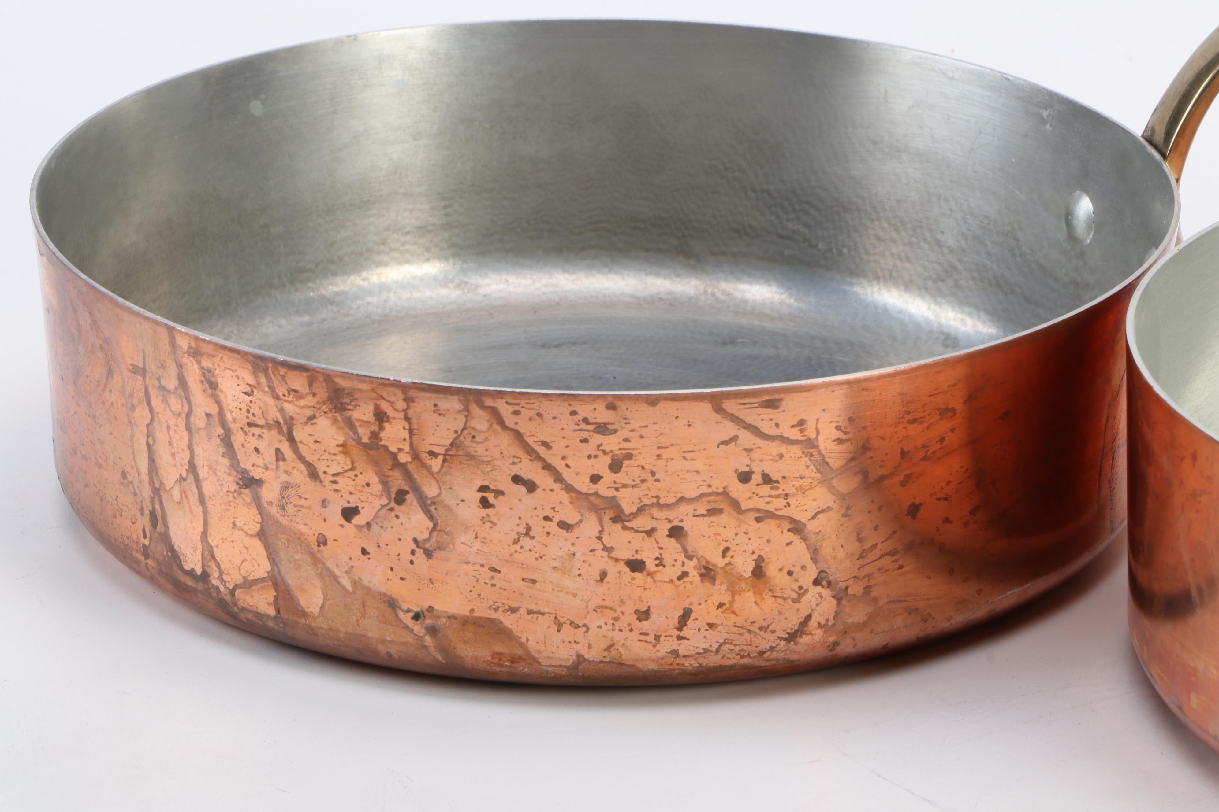 Lamalle French Copper and Brass Handled Cookware, Mid to Late 20th Century