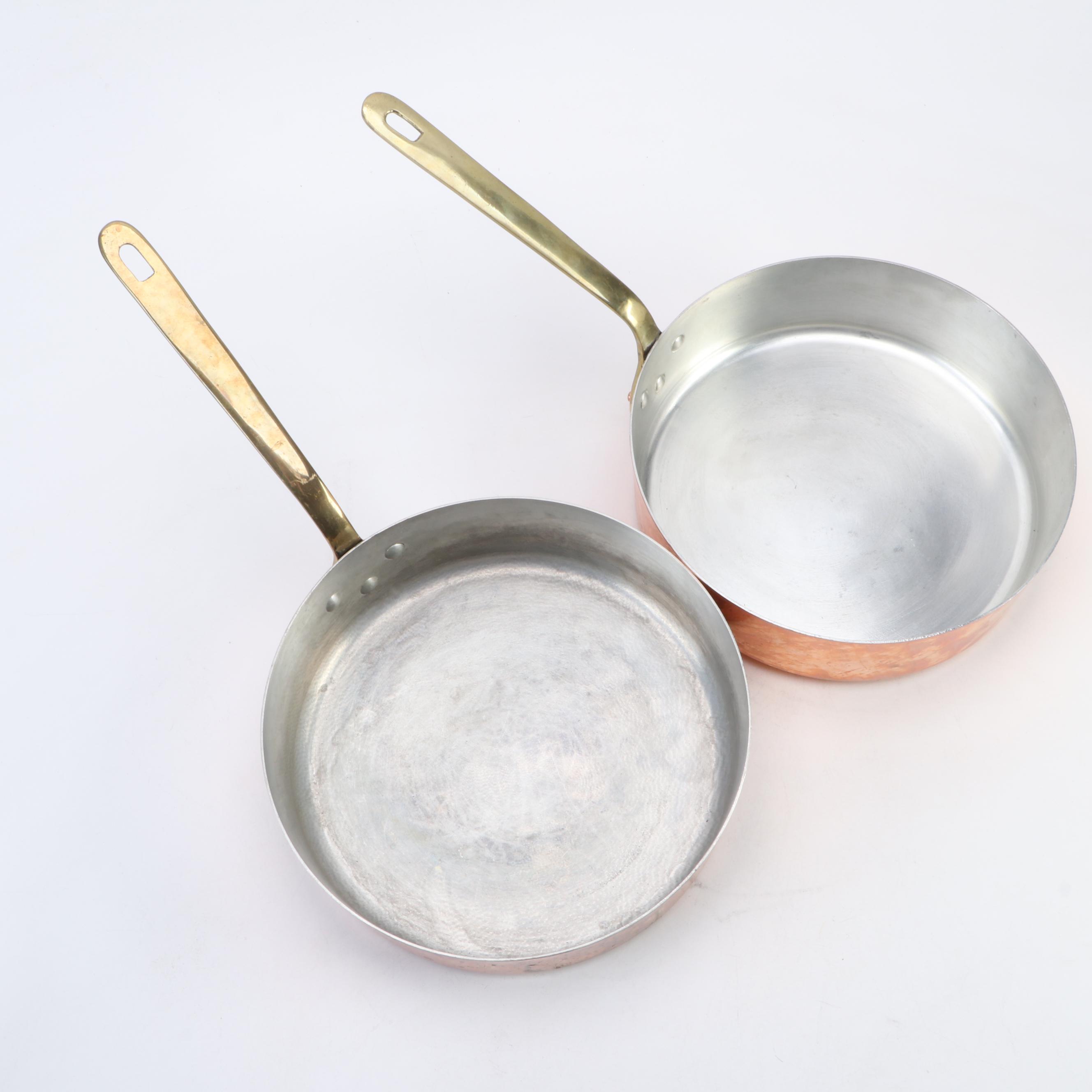 Lamalle French Copper and Brass Handled Cookware, Mid to Late 20th Century