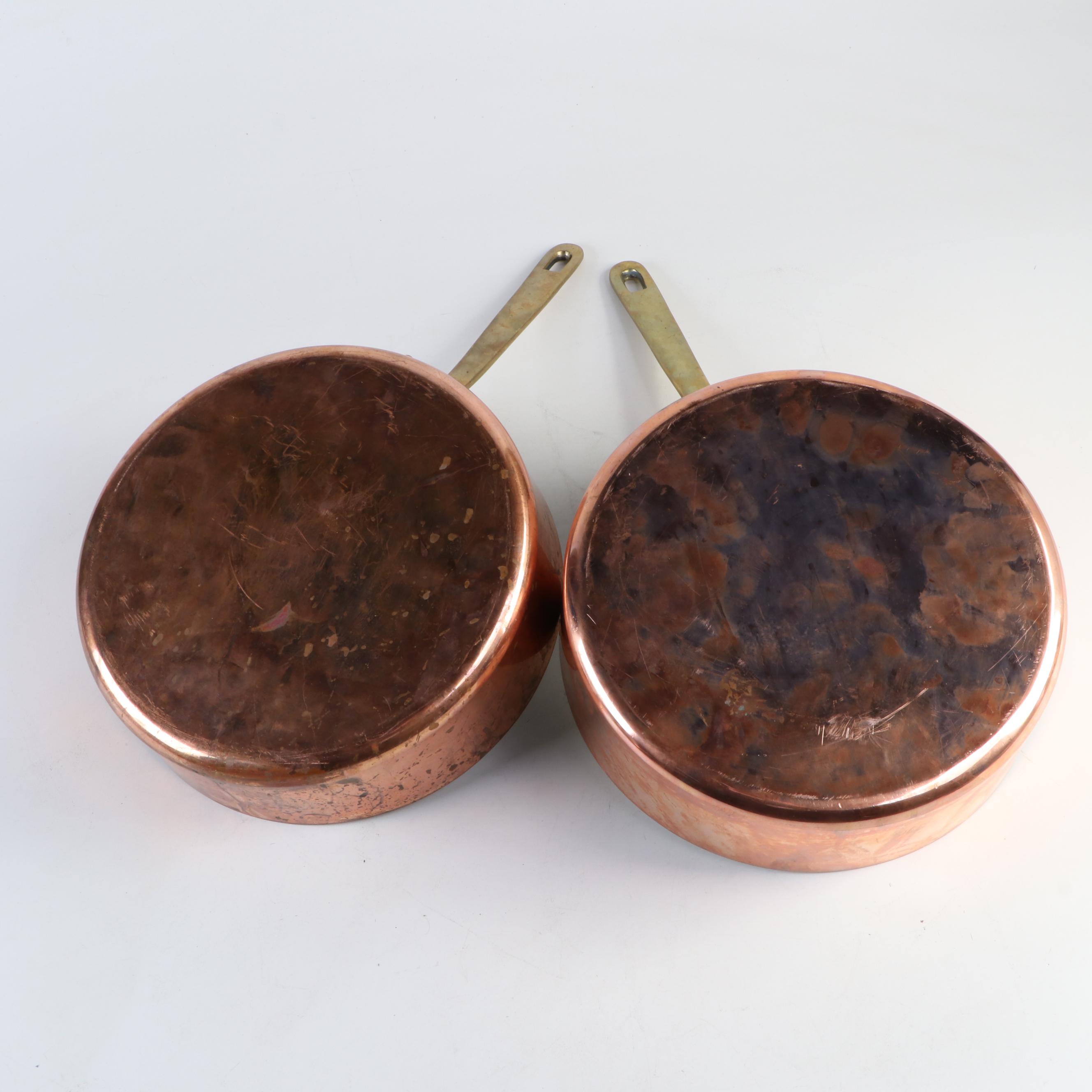 Lamalle French Copper and Brass Handled Cookware, Mid to Late 20th Century