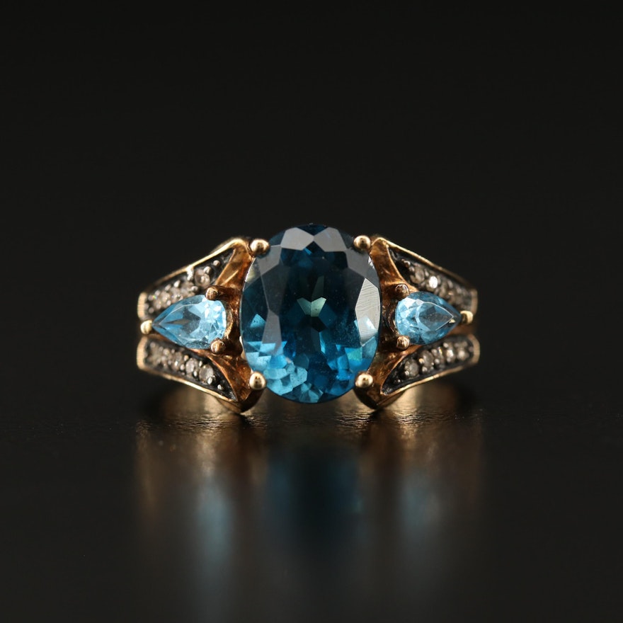 10K Topaz and Diamond Ring