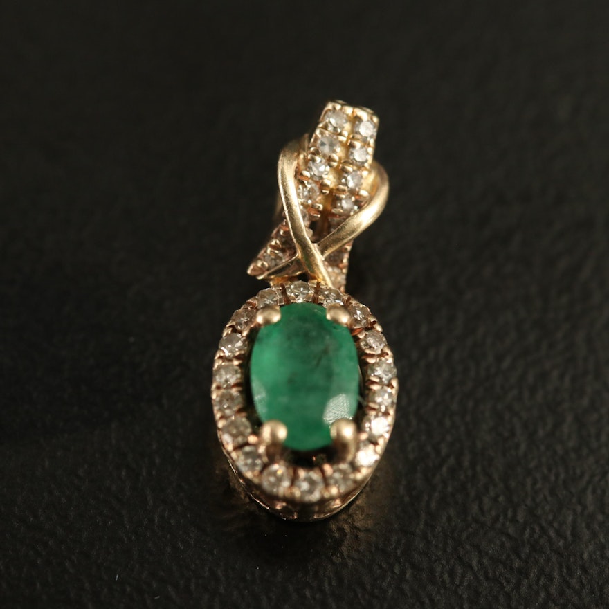 10K Emerald and Diamond Pendant