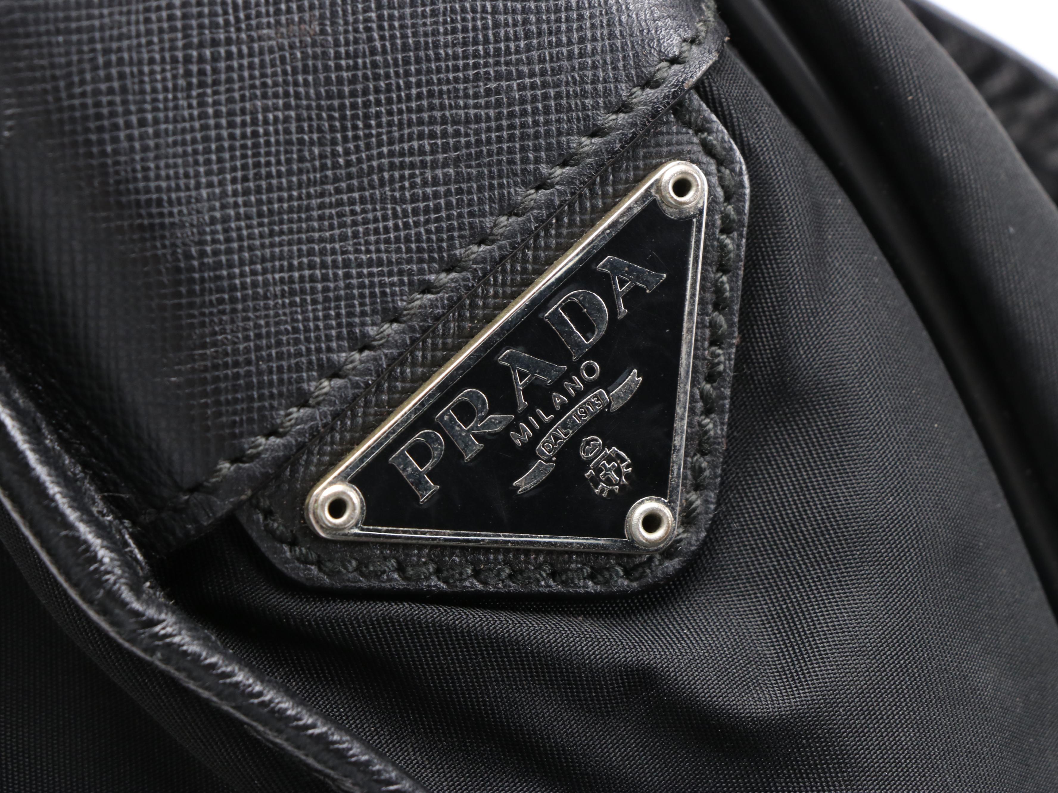 Prada Black Nylon Messenger Bag with Saffiano Leather Trim