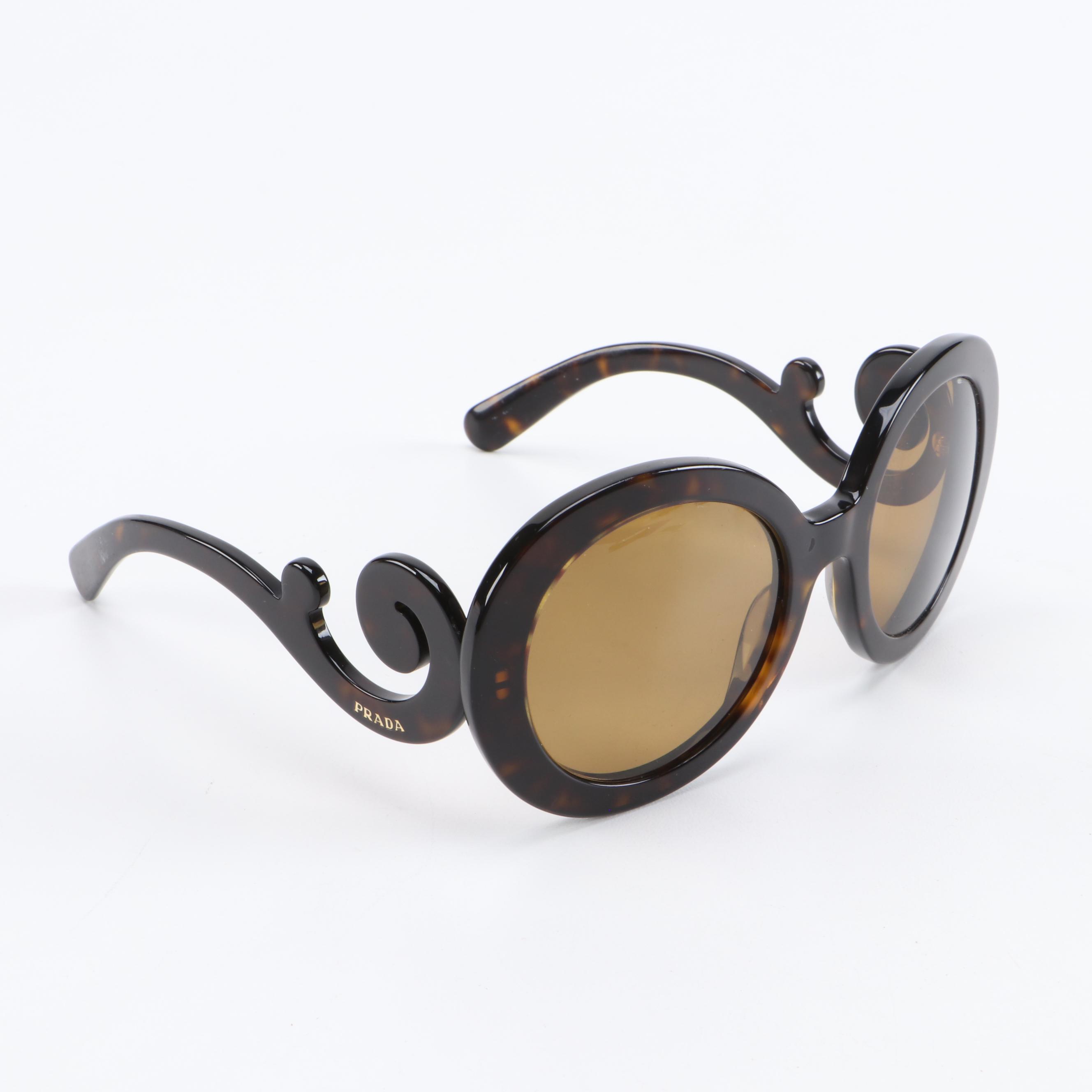 Prada Minimal Baroque Sunglasses in Dark Tortoise with Case