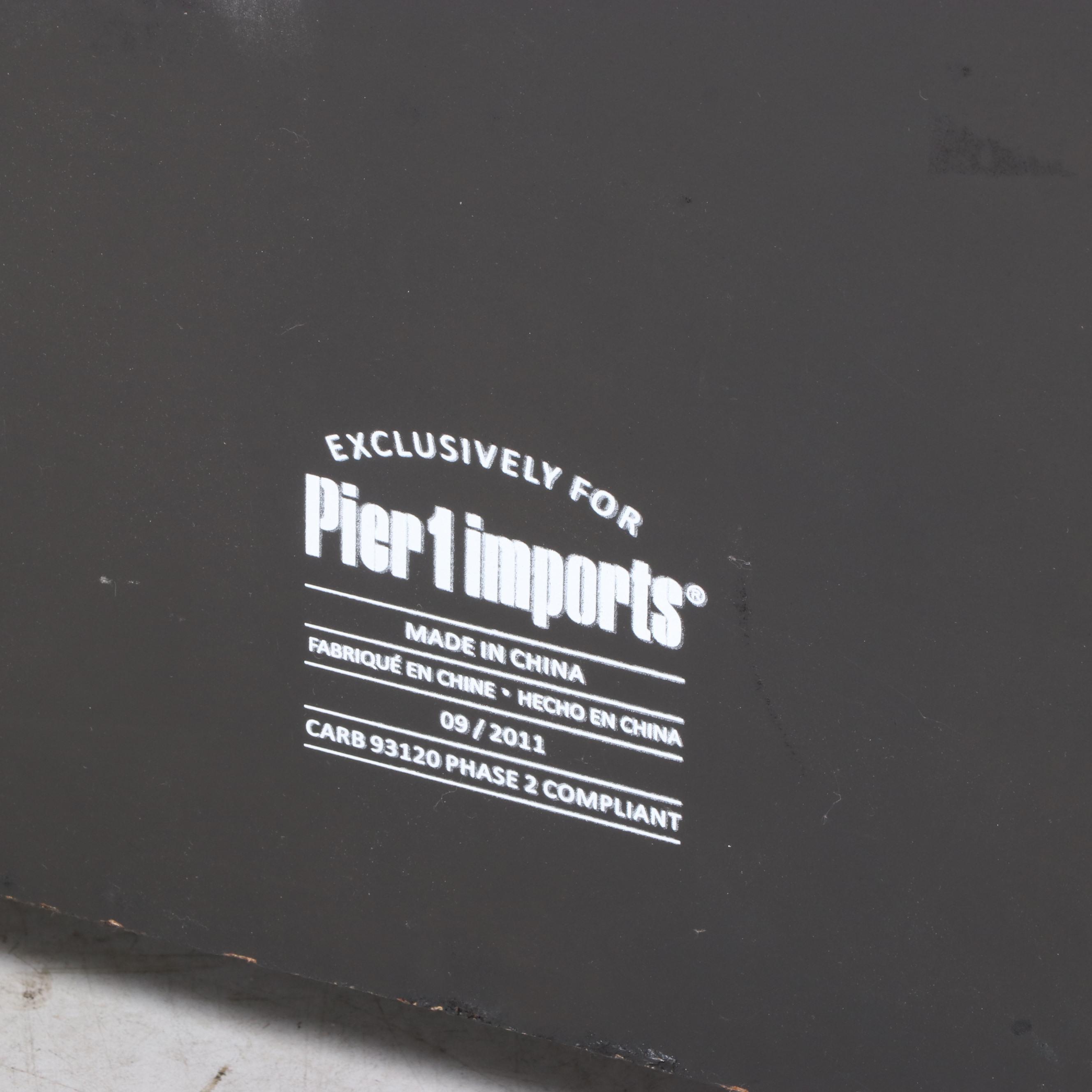 Pier 1 Imports "Rhodes" Canvas-Lined and Faux-Leather Steamer Trunk-Form Chest