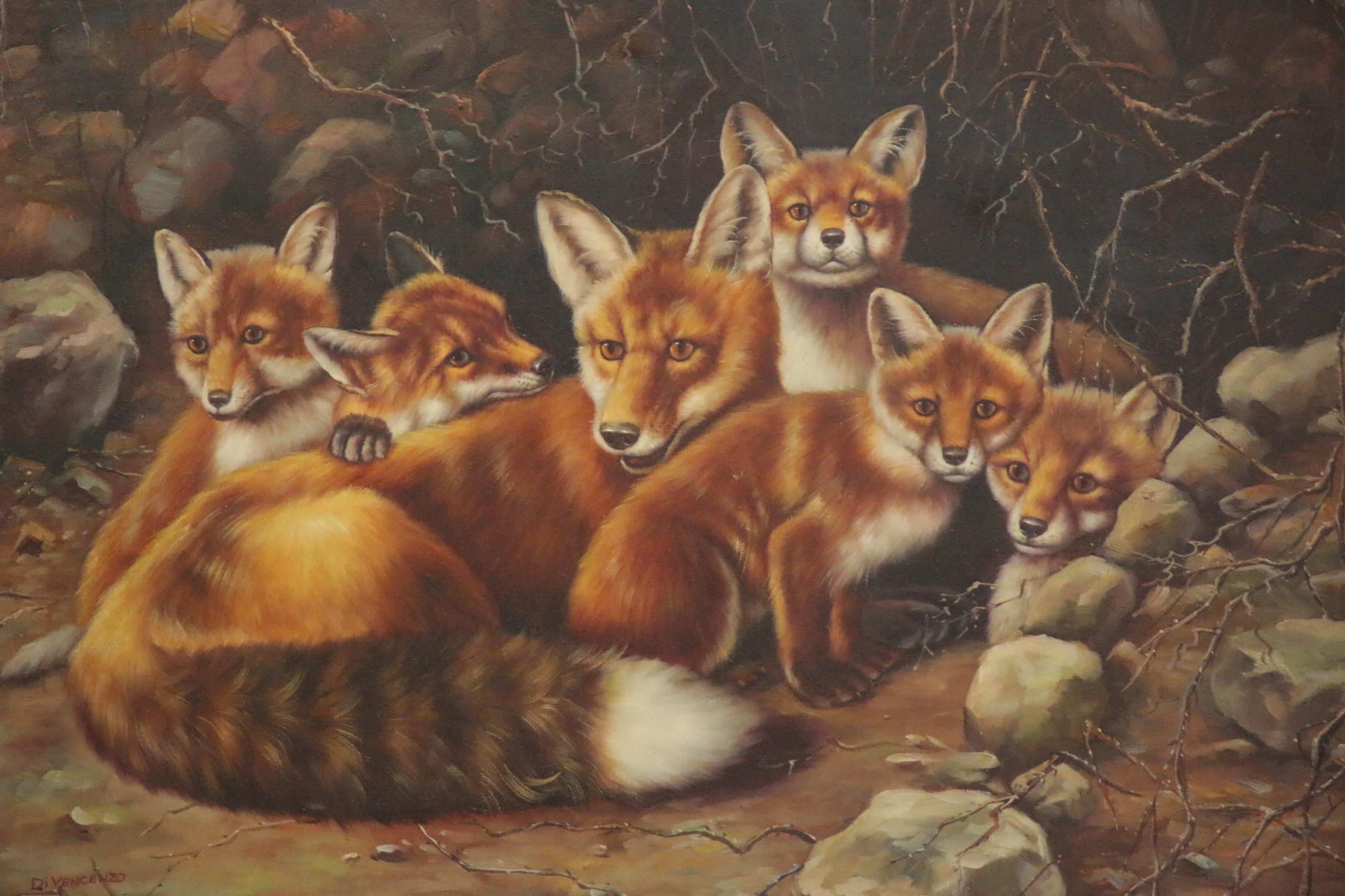 Oil Painting after Carl Brenders "Full House - Fox Family"