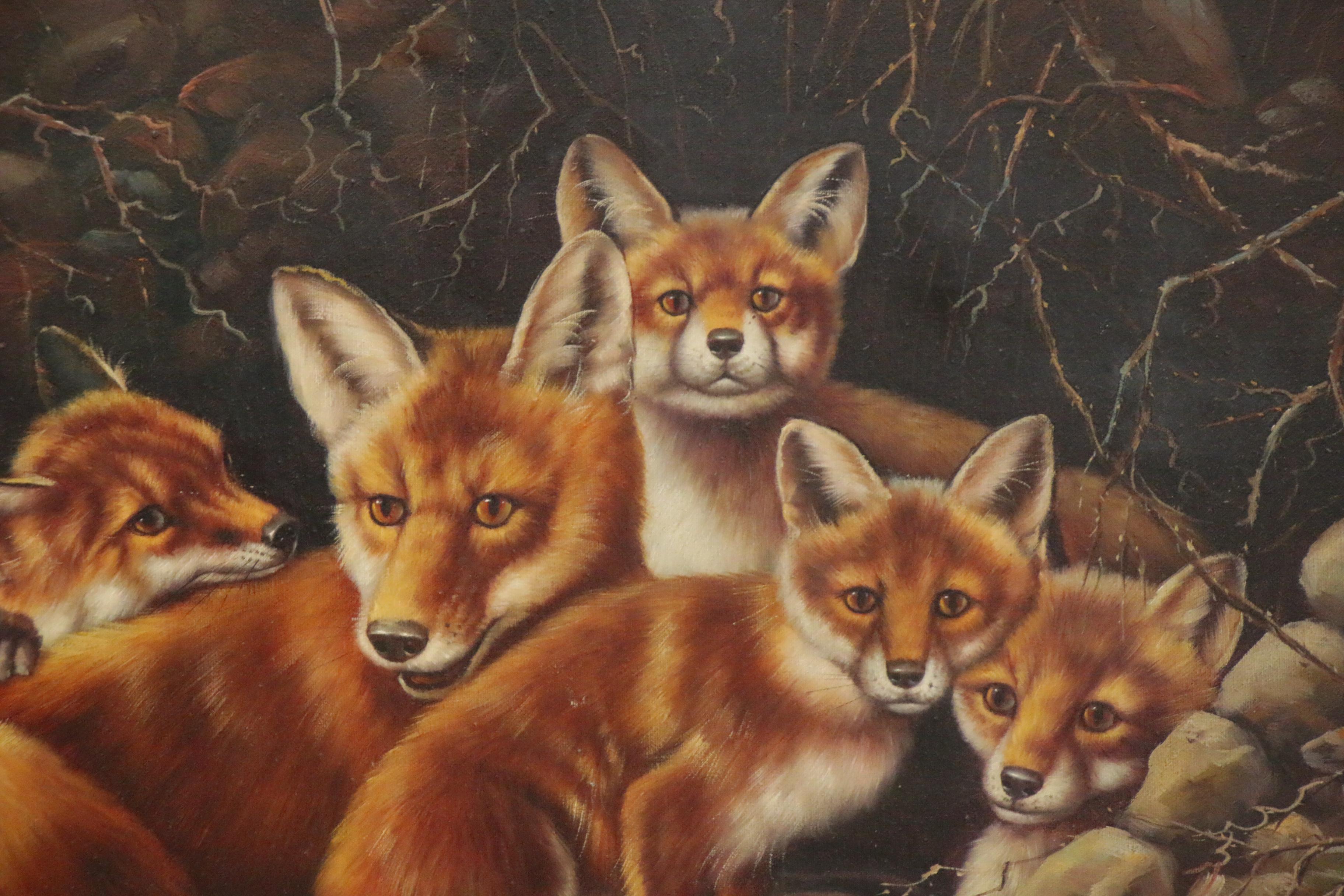 Oil Painting after Carl Brenders "Full House - Fox Family"