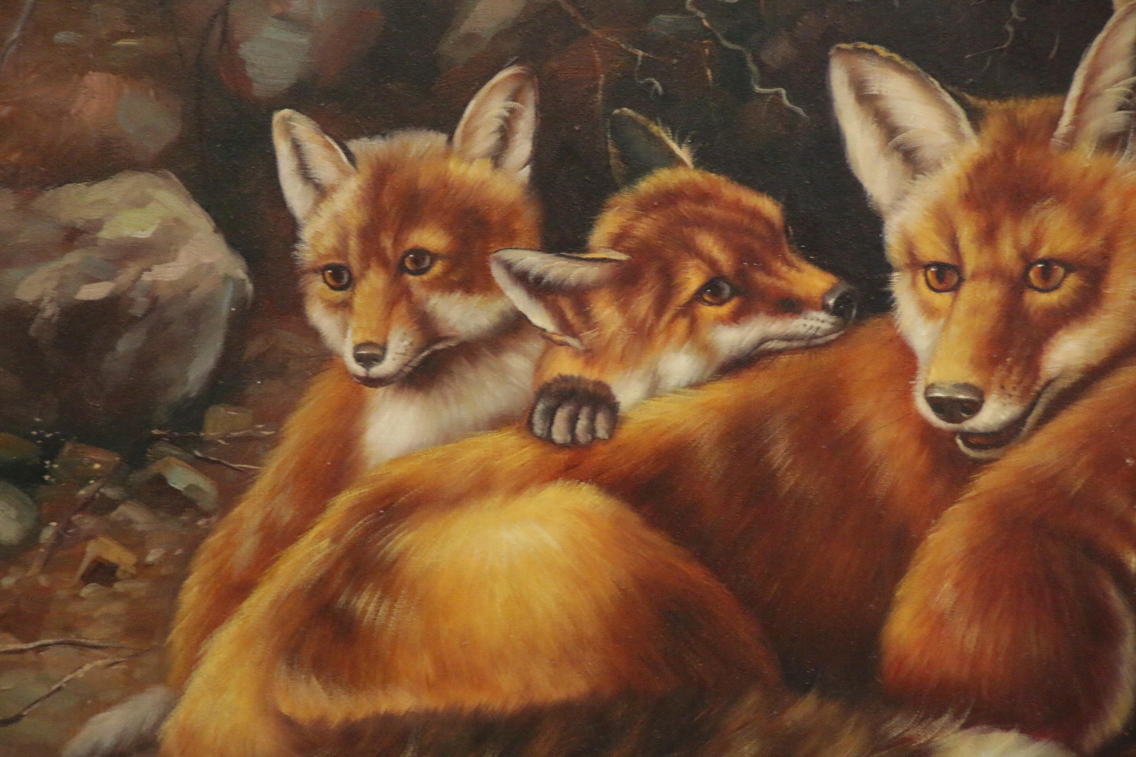 Oil Painting after Carl Brenders "Full House - Fox Family"
