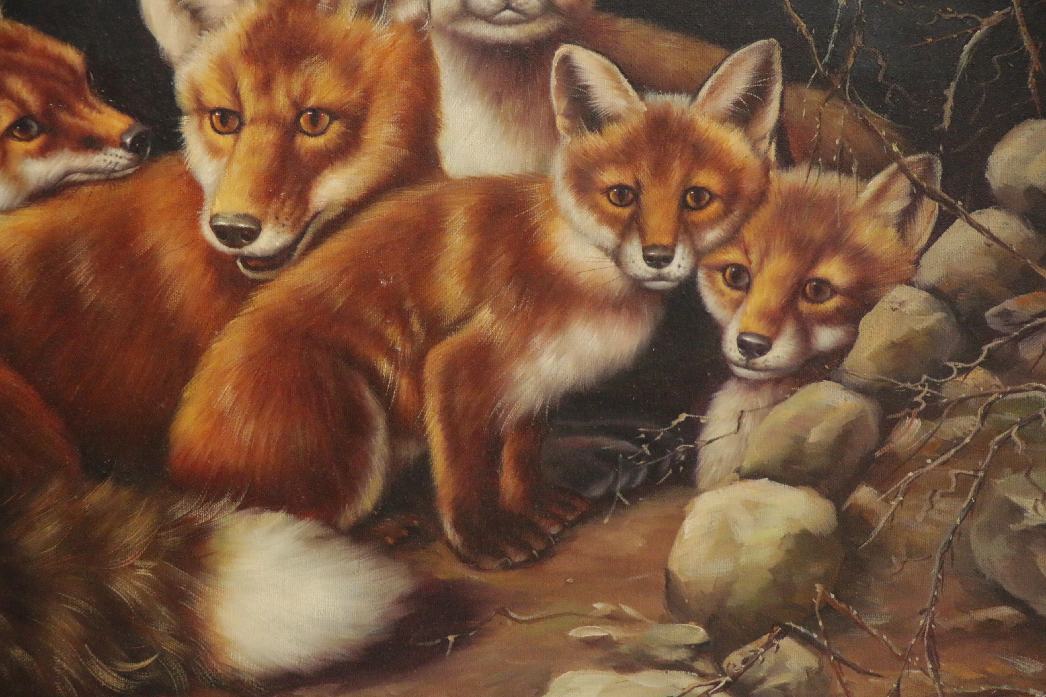 Oil Painting after Carl Brenders "Full House - Fox Family"