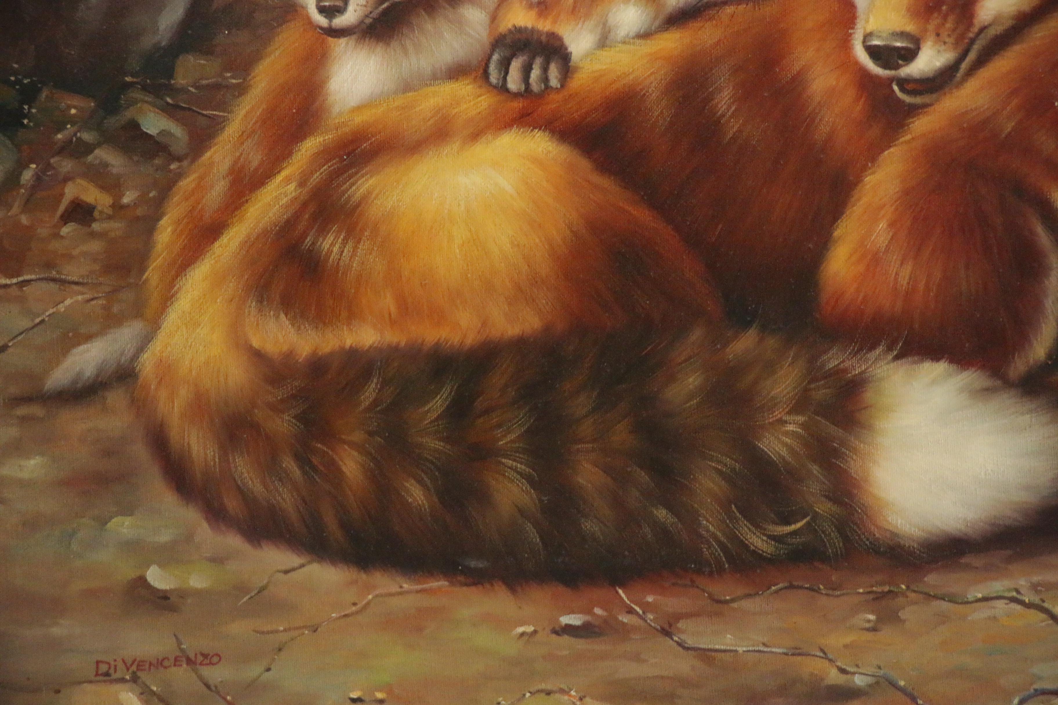 Oil Painting after Carl Brenders "Full House - Fox Family"