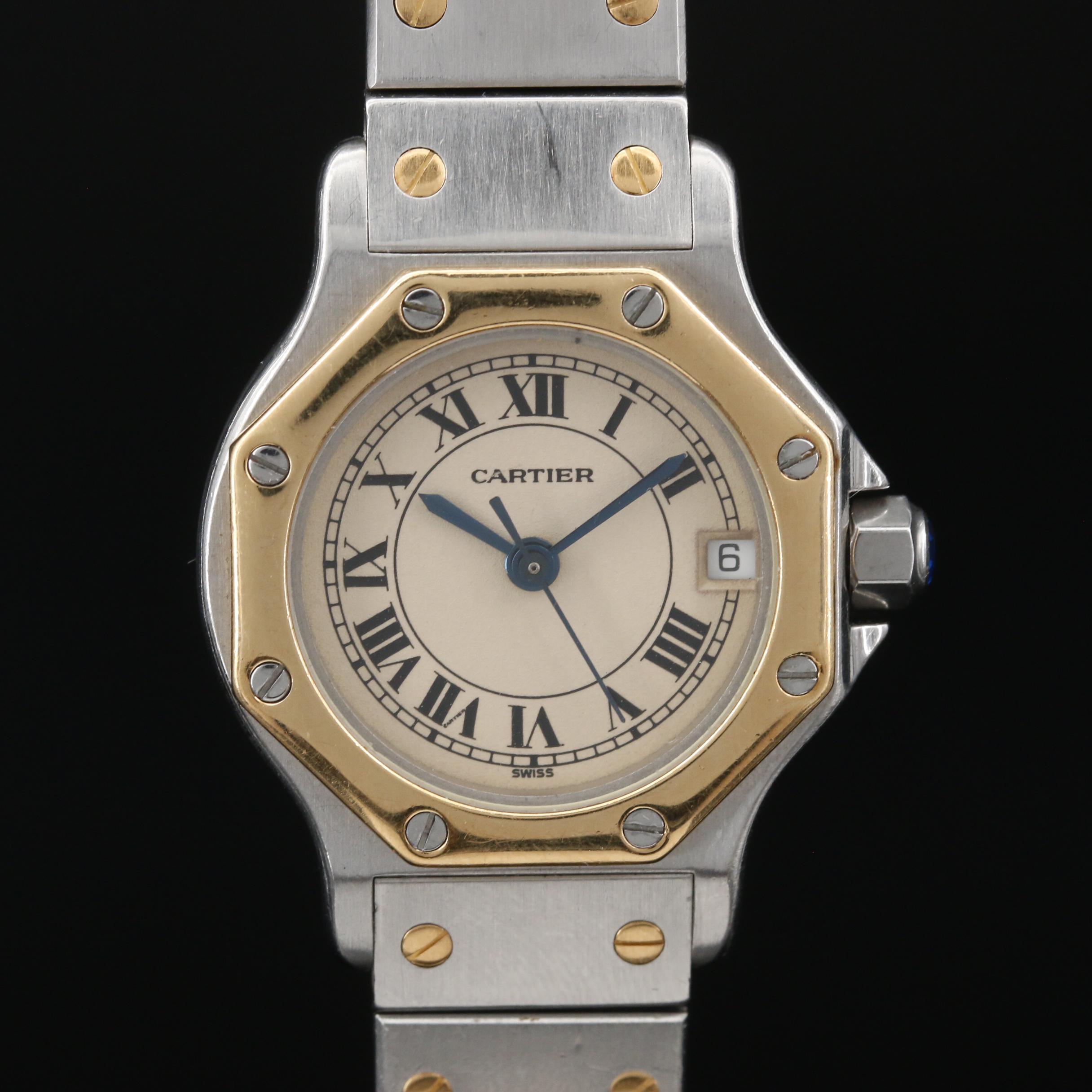 Cartier Santos "Octagon" 18K and Stainless Steel Quartz Watch