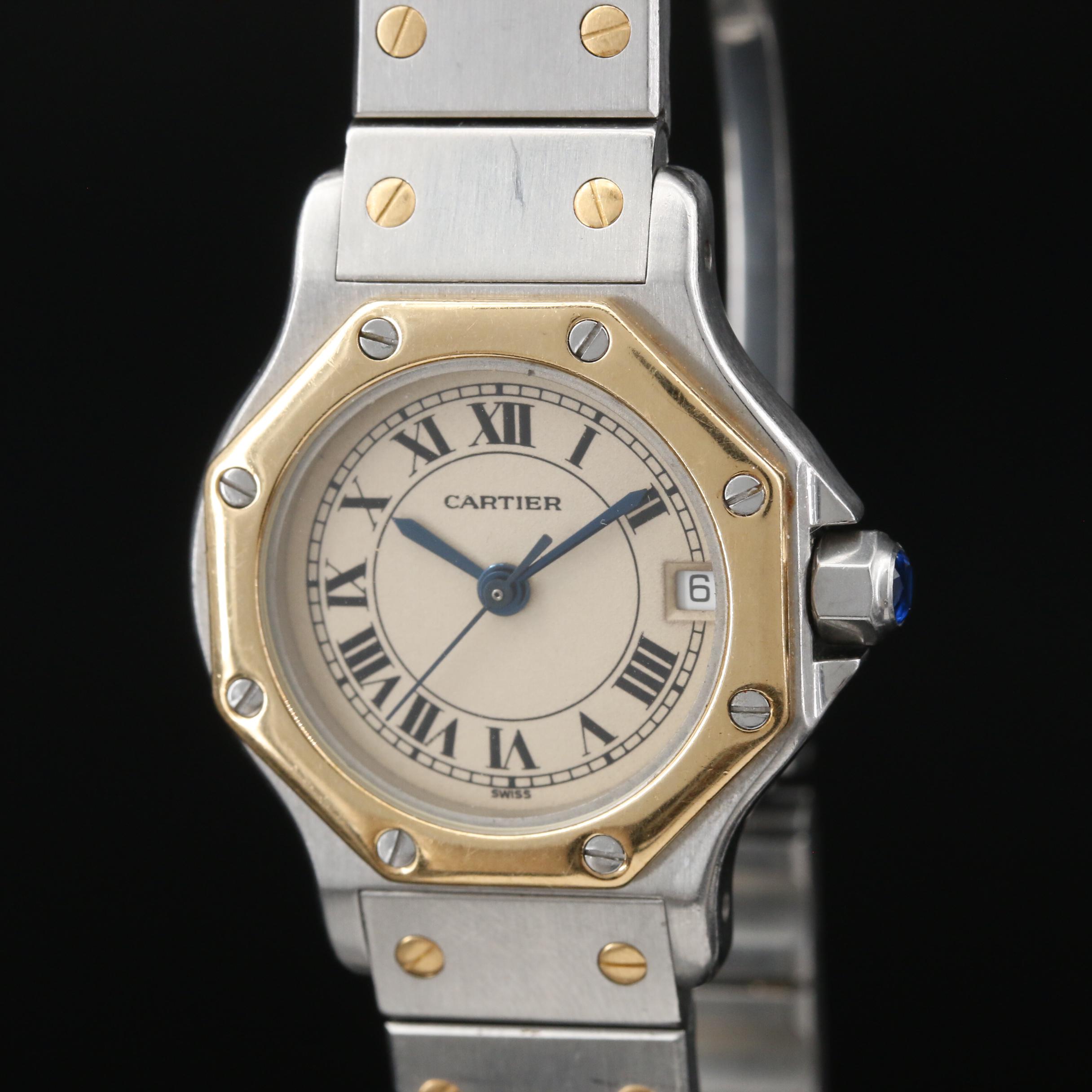 Cartier Santos "Octagon" 18K and Stainless Steel Quartz Watch