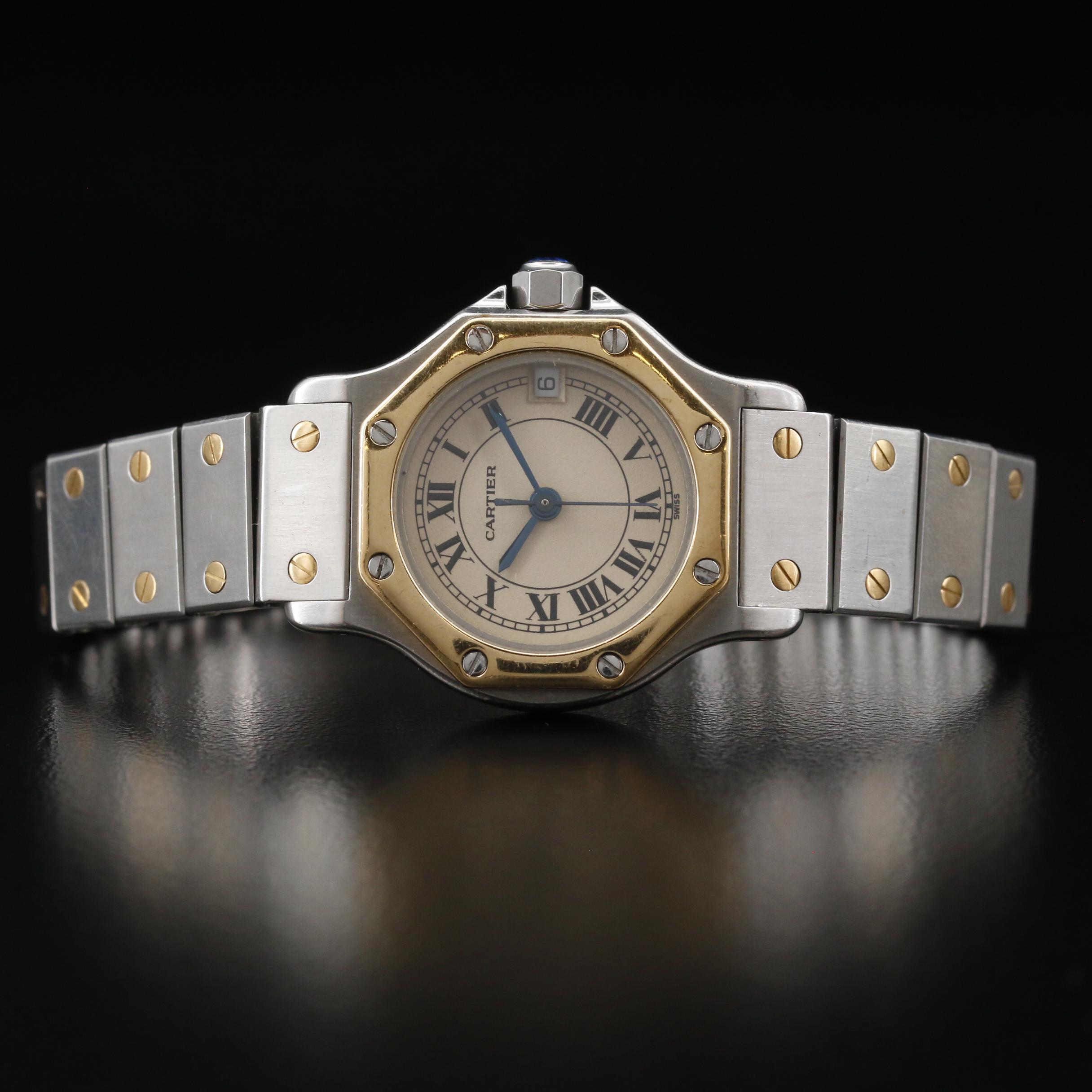 Cartier Santos "Octagon" 18K and Stainless Steel Quartz Watch