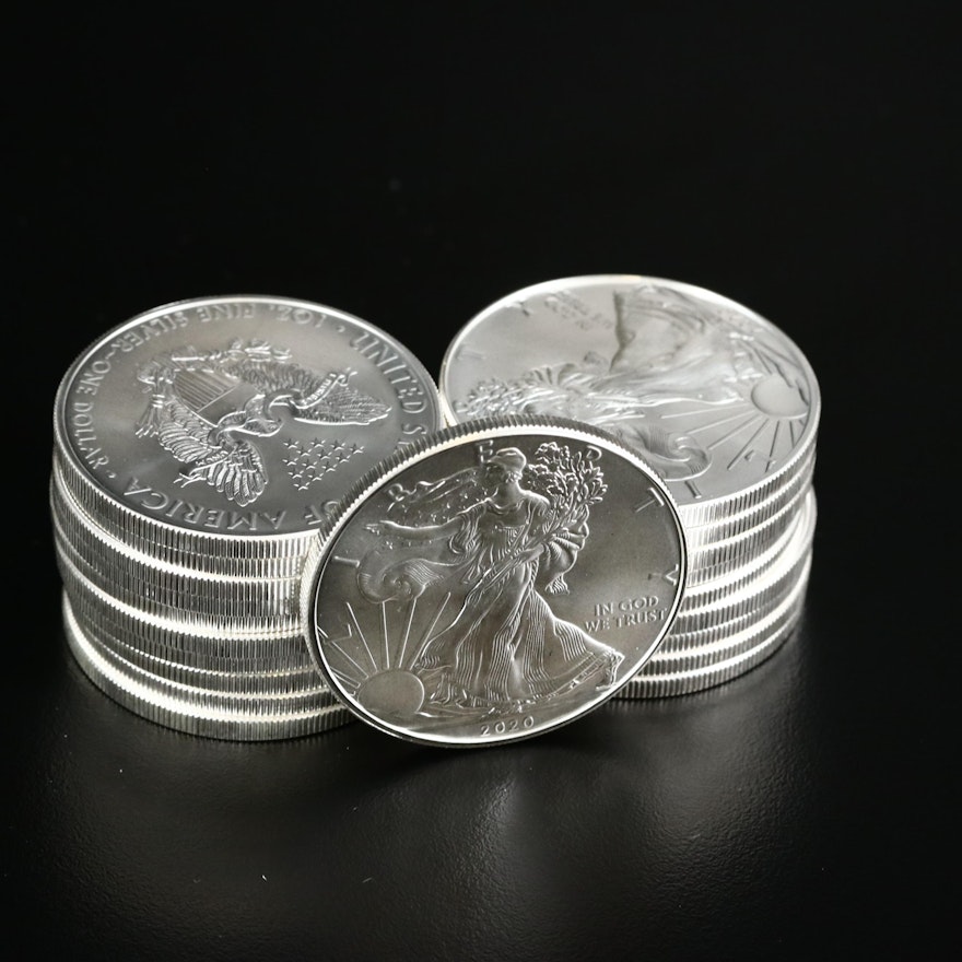 U.S. Mint Roll of Twenty 2020 $1 American Silver Eagles