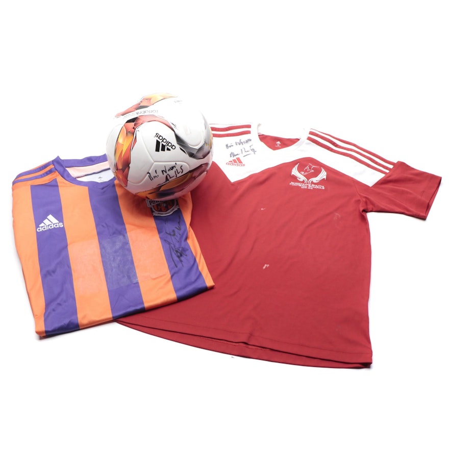 Indian Soccer Super League Signed Adidas Ball, FC Pune City, and Other Jerseys