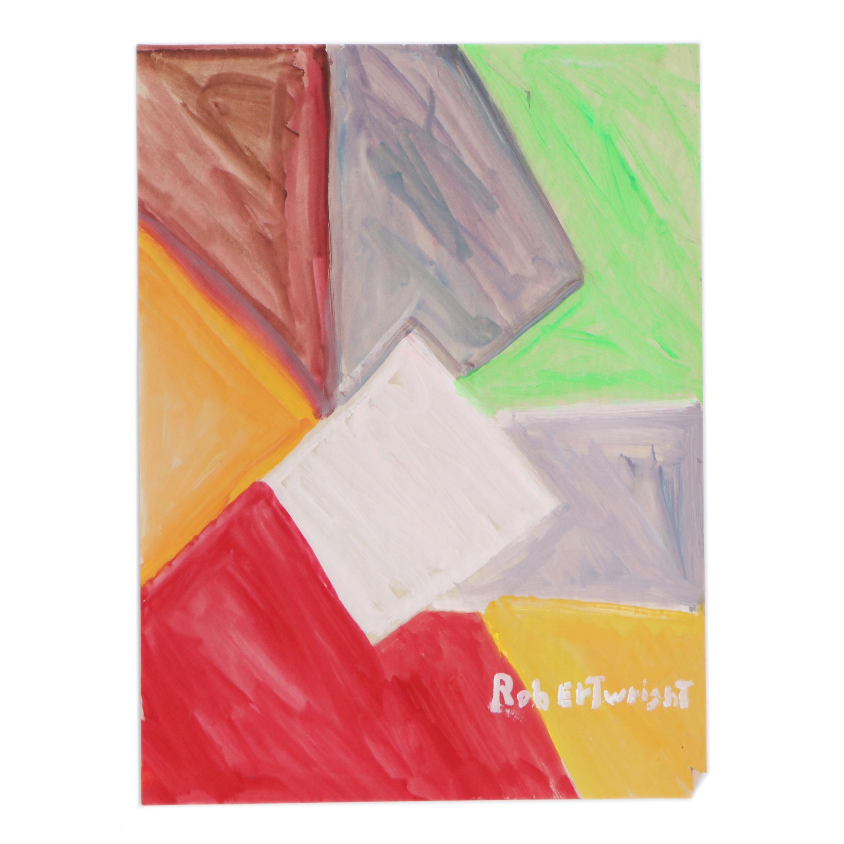 Robert Wright Abstract Folk Art Acrylic Painting, 2000