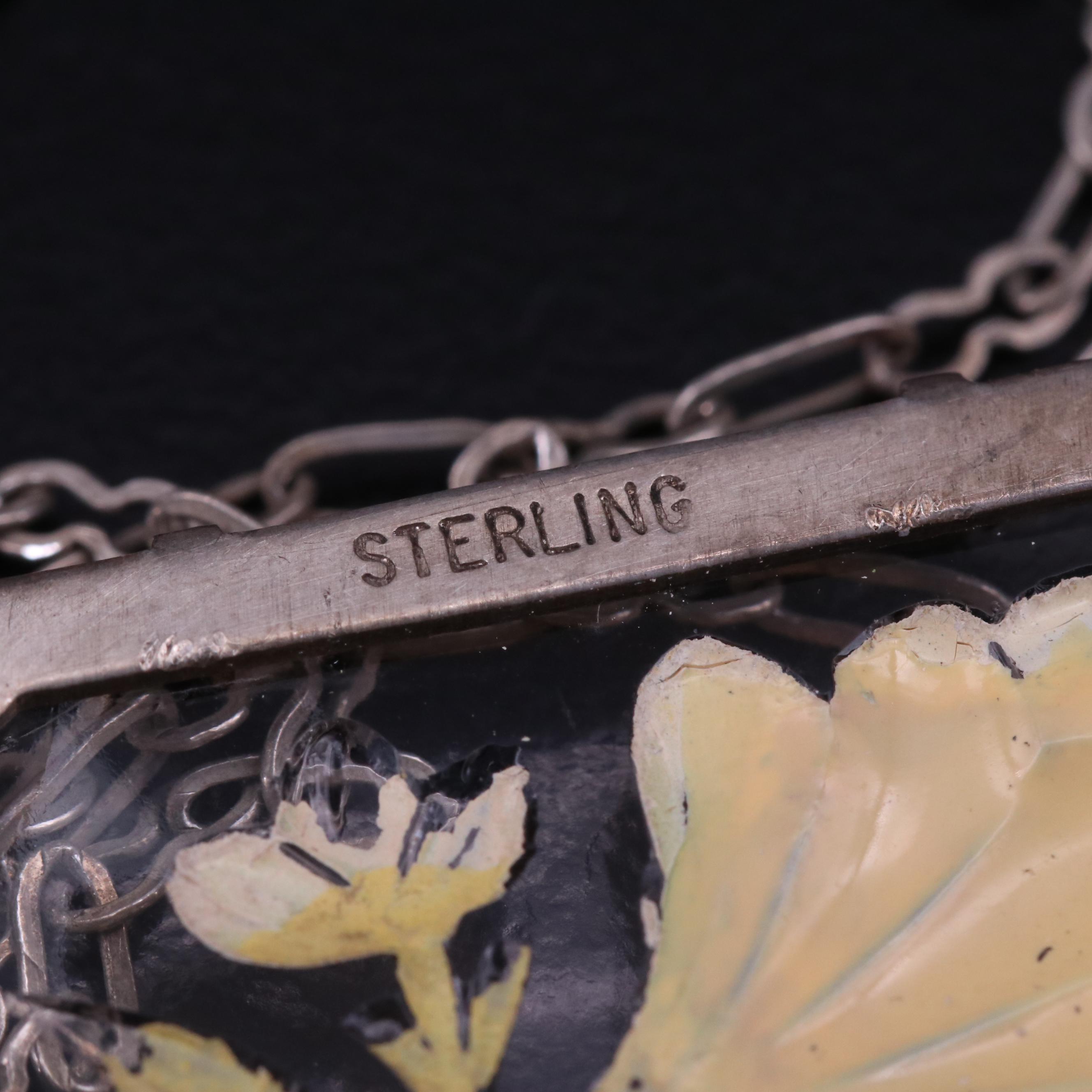 Art Deco Sterling Necklaces and Ring Featuring Glass, Enamel and Gemstones