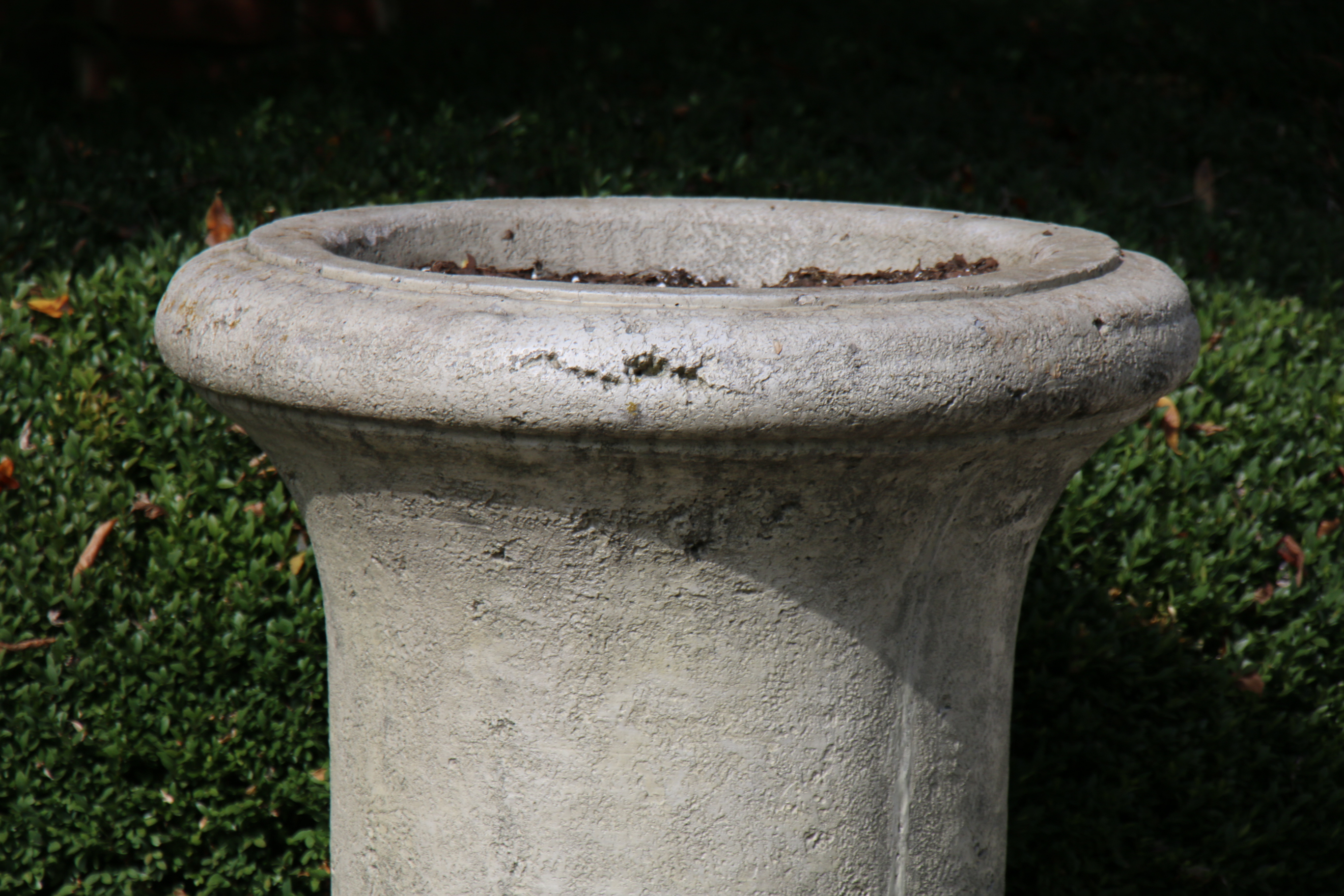 Pair of Large Scale Concrete Outdoor Pedestal Planters