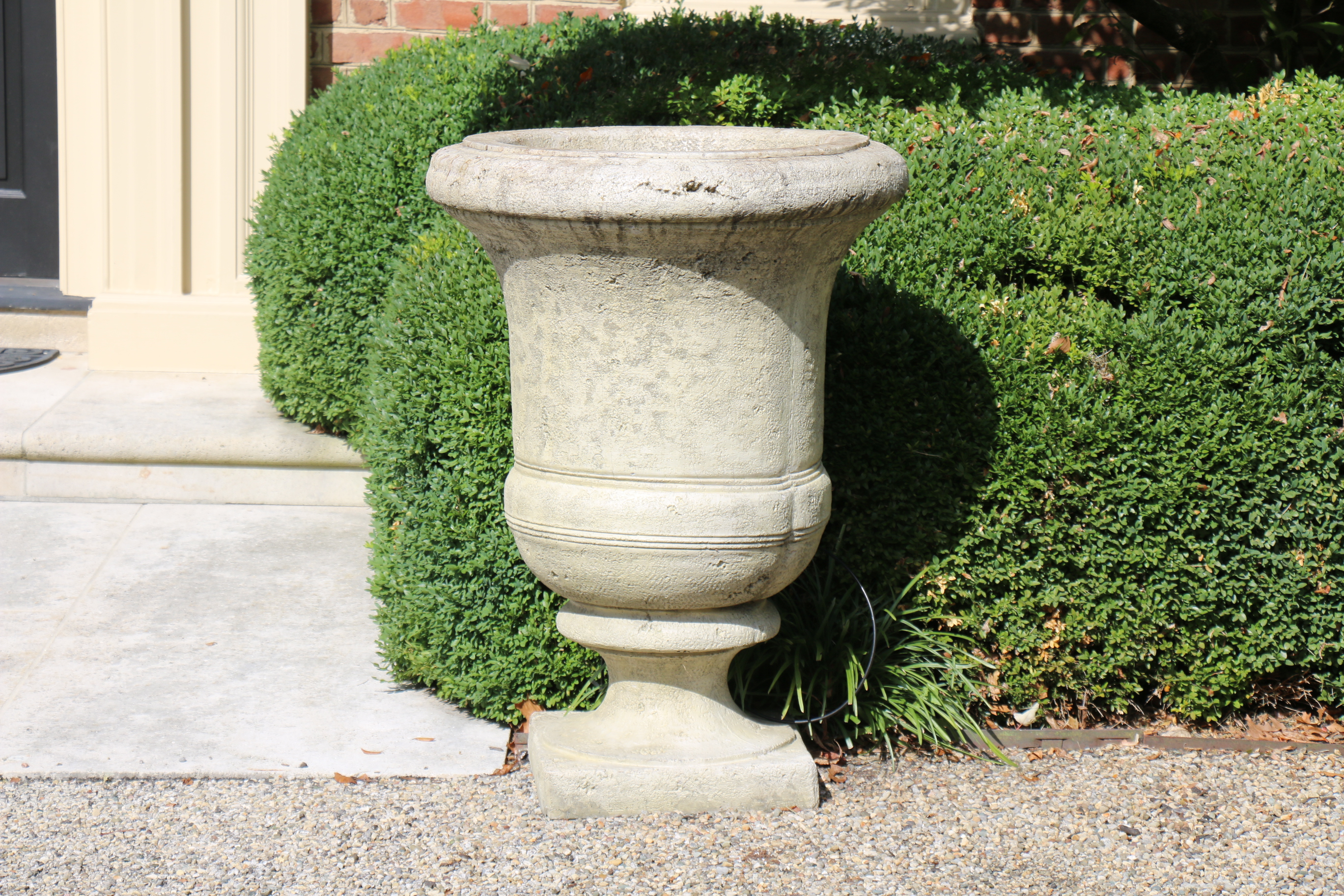 Pair of Large Scale Concrete Outdoor Pedestal Planters