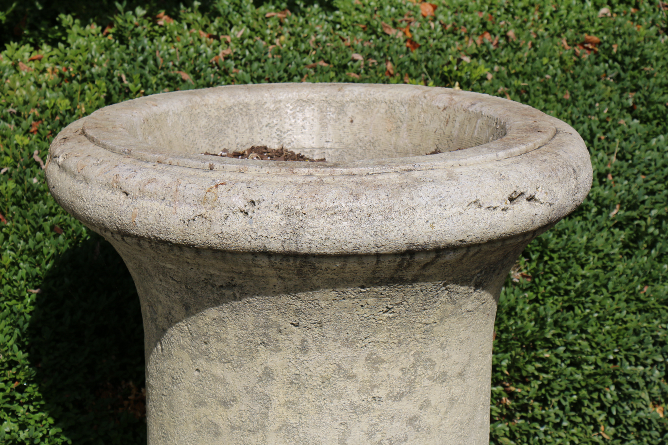 Pair of Large Scale Concrete Outdoor Pedestal Planters