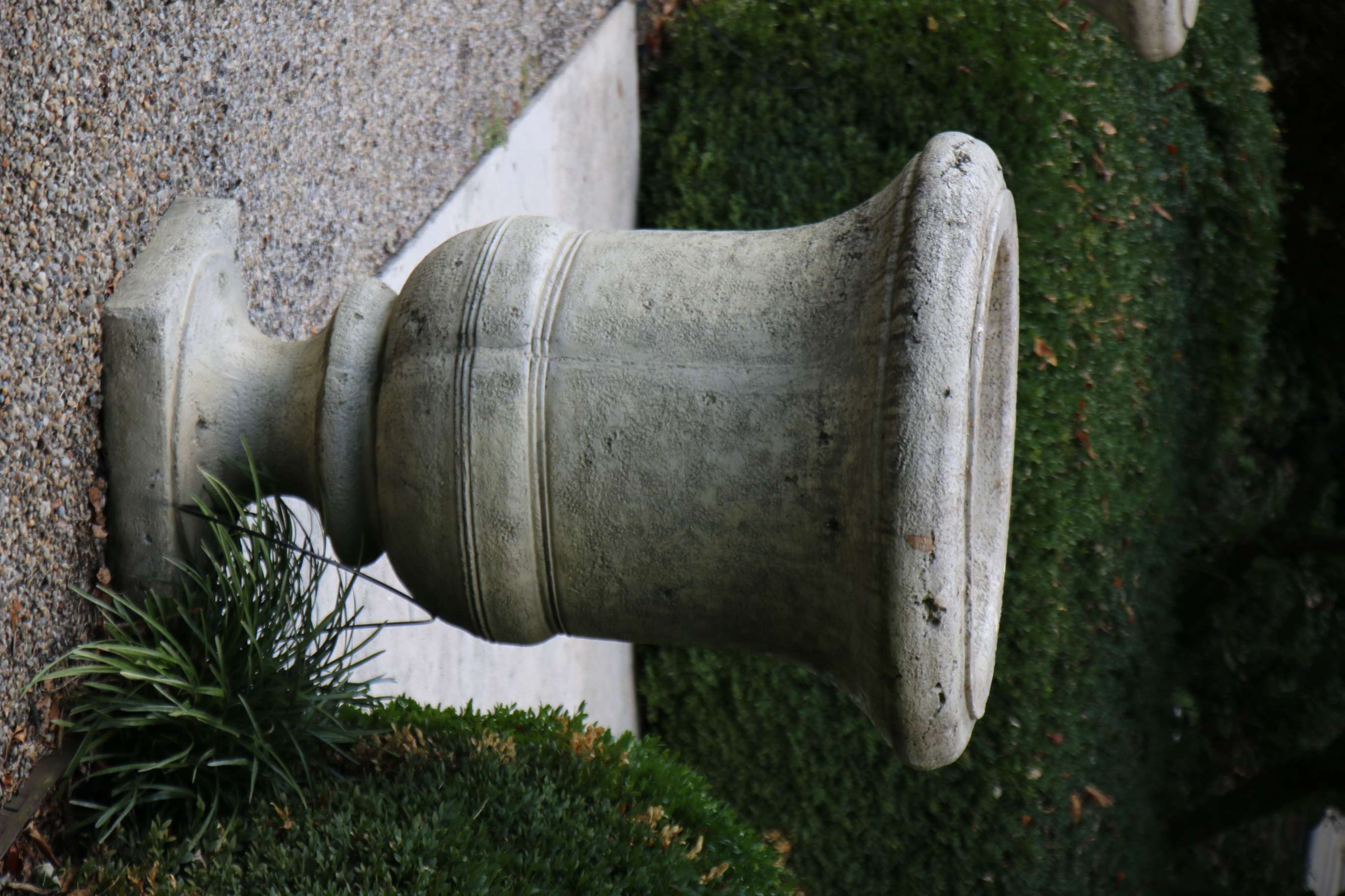 Pair of Large Scale Concrete Outdoor Pedestal Planters
