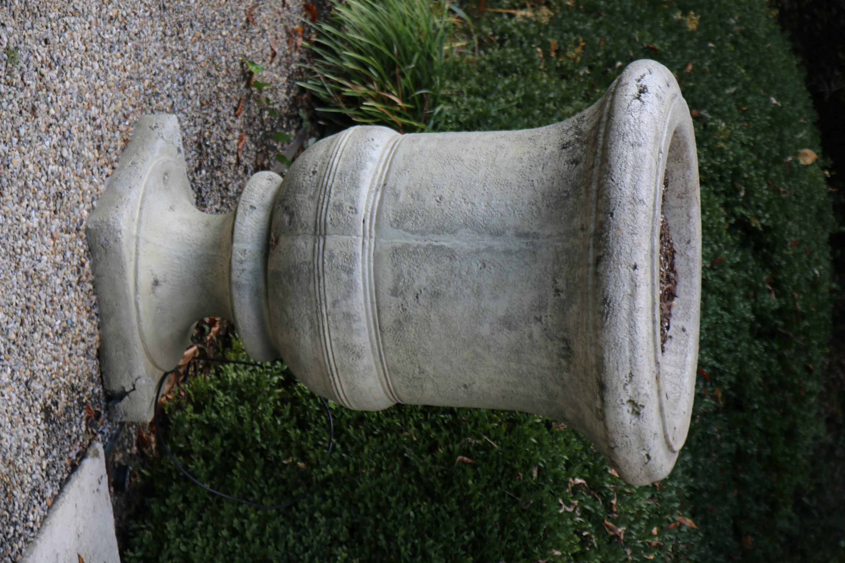 Pair of Large Scale Concrete Outdoor Pedestal Planters