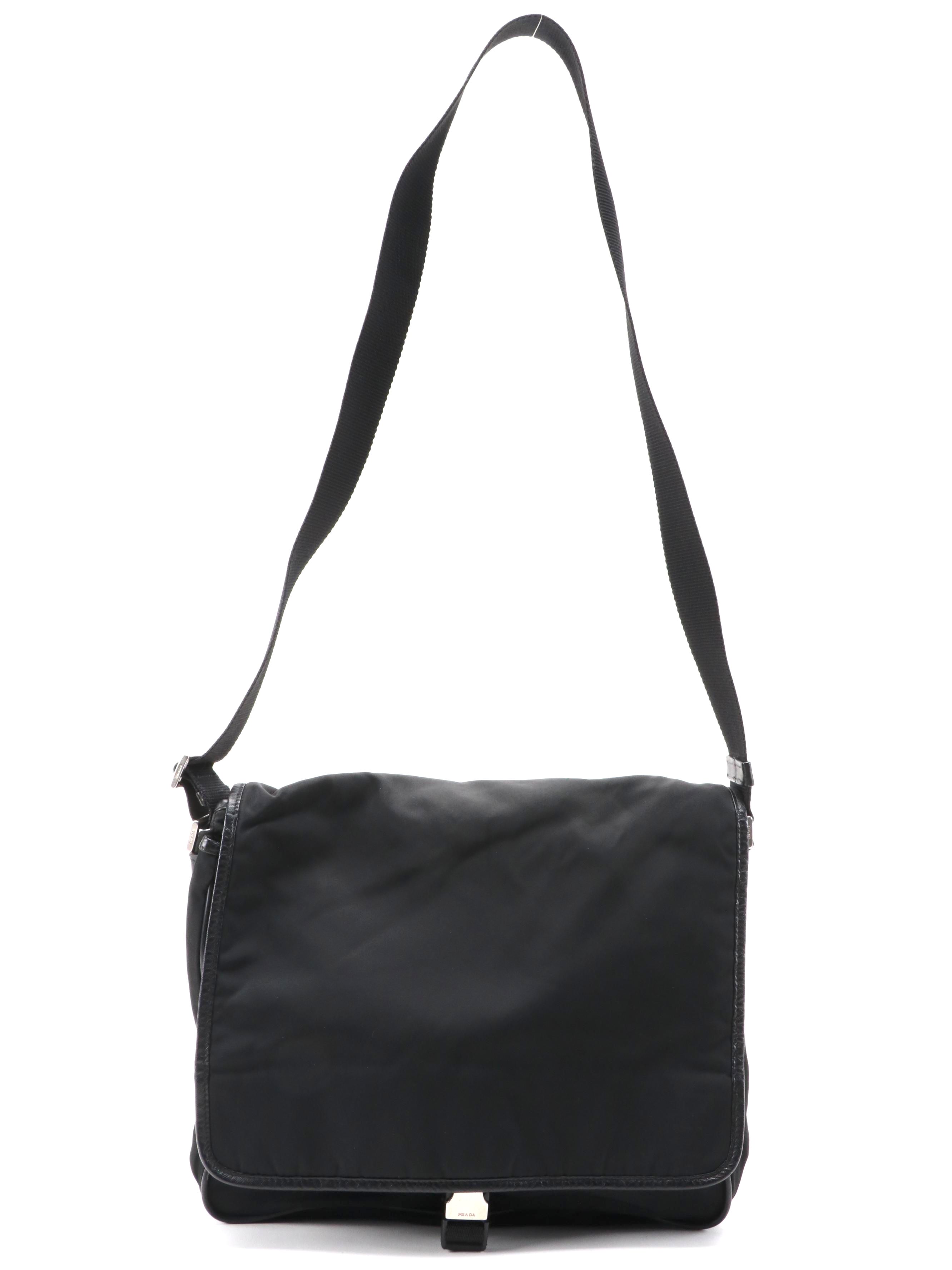 Prada Black Nylon Messenger Bag with Saffiano Leather Trim