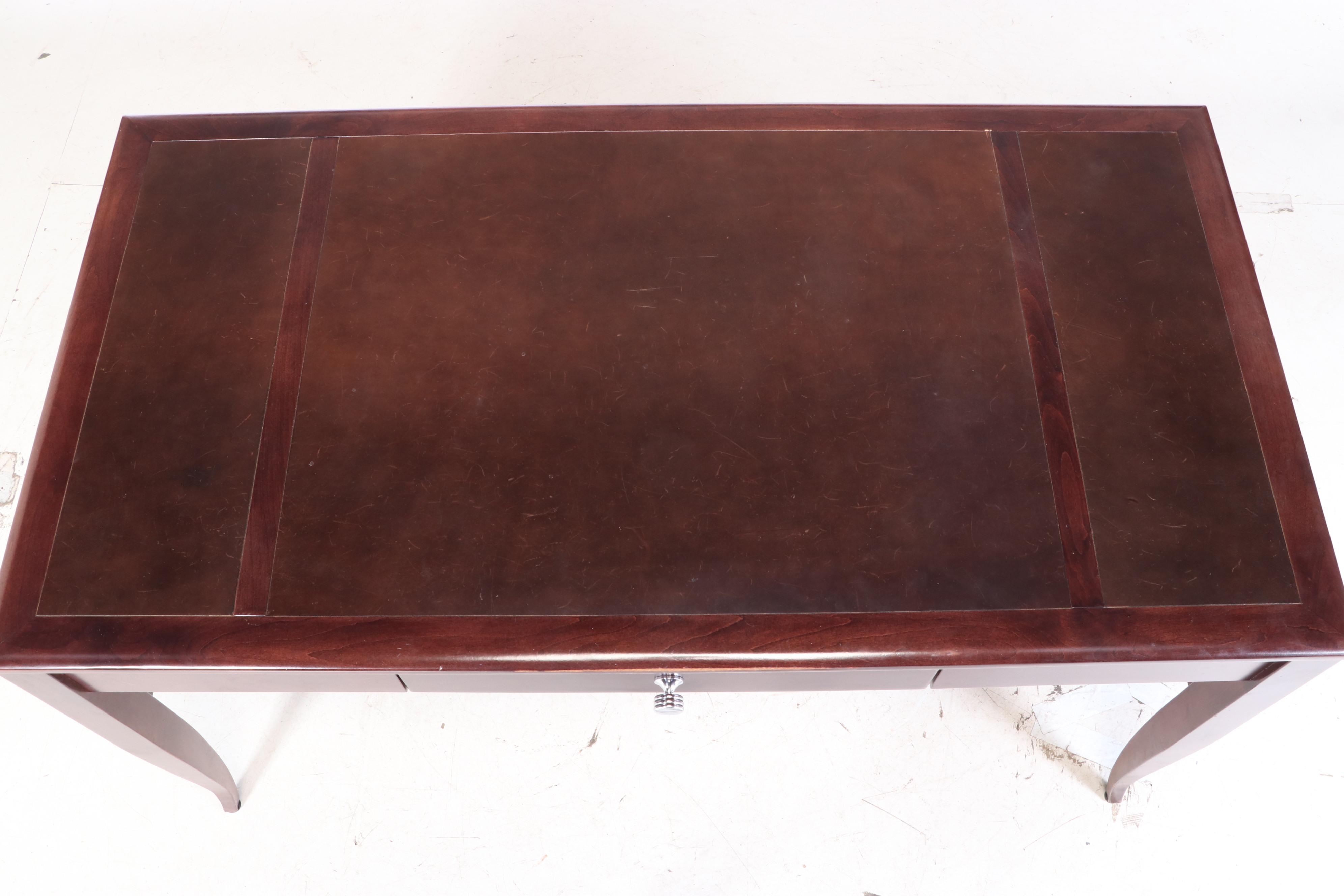 Mulholland Brothers Leather-Mounted and Mahogany-Stained Writing Table