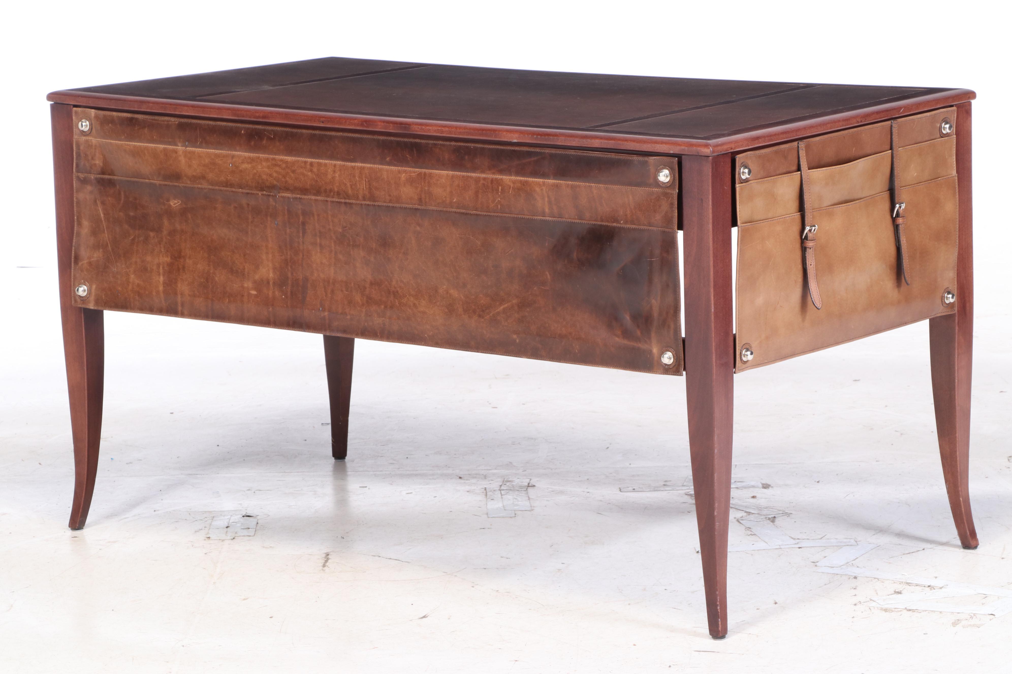 Mulholland Brothers Leather-Mounted and Mahogany-Stained Writing Table