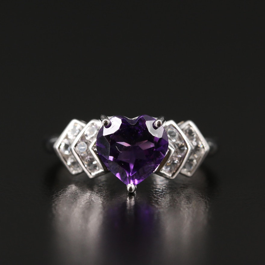 10K Amethyst and Topaz Heart Ring