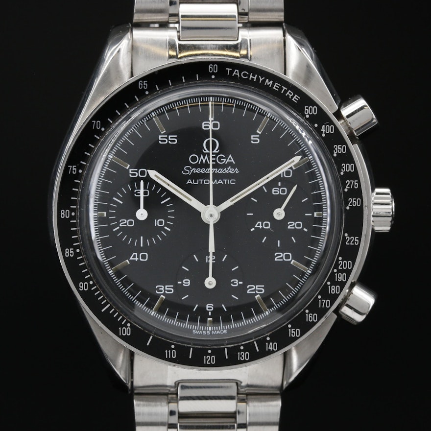 Omega "Speedmaster Reduced" Stainless Steel Automatic Wristwatch