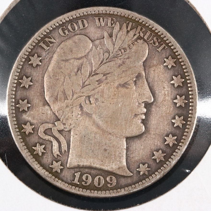 1909-S Barber Silver Half Dollar